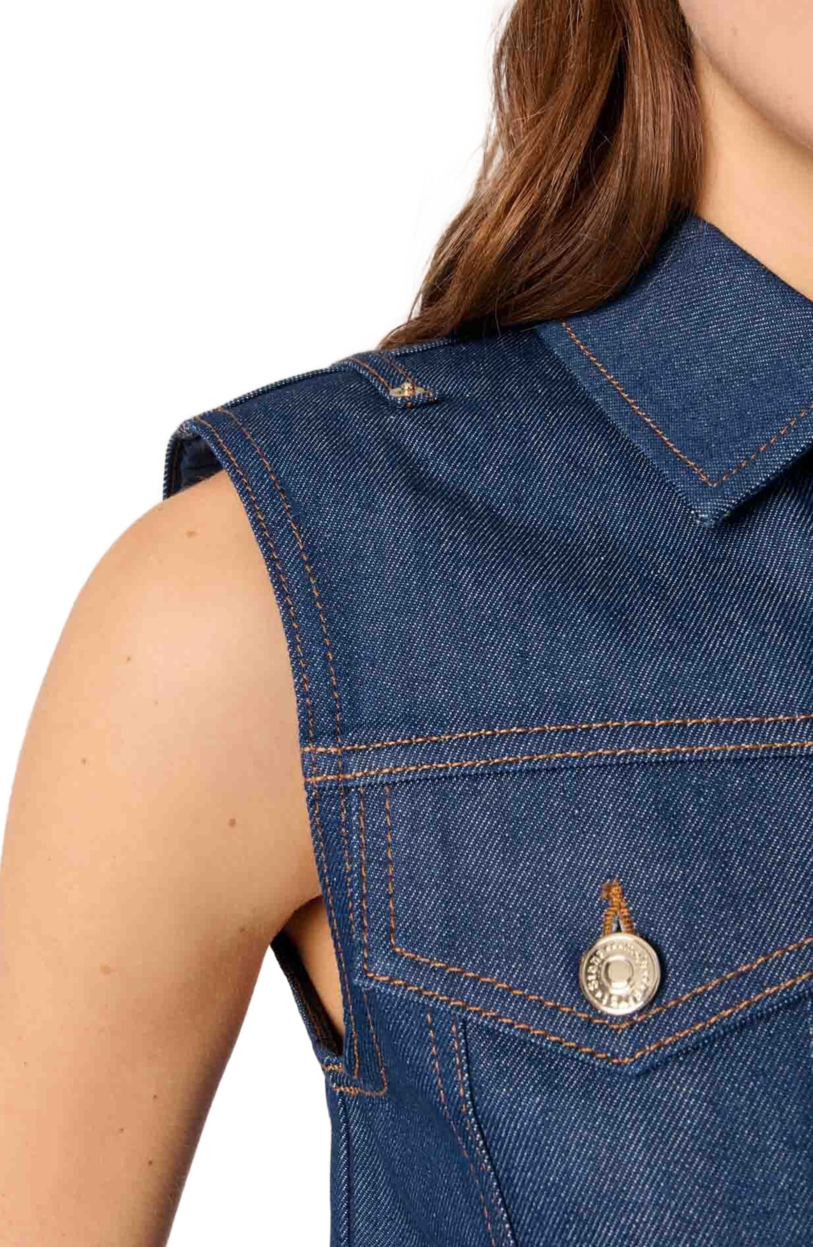 maje Denim cropped jacket in Navy at Nordstrom - 4
