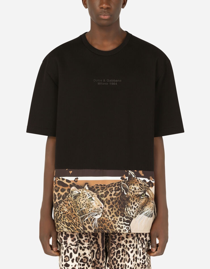 Leopard-print cotton T-shirt with patch - 1