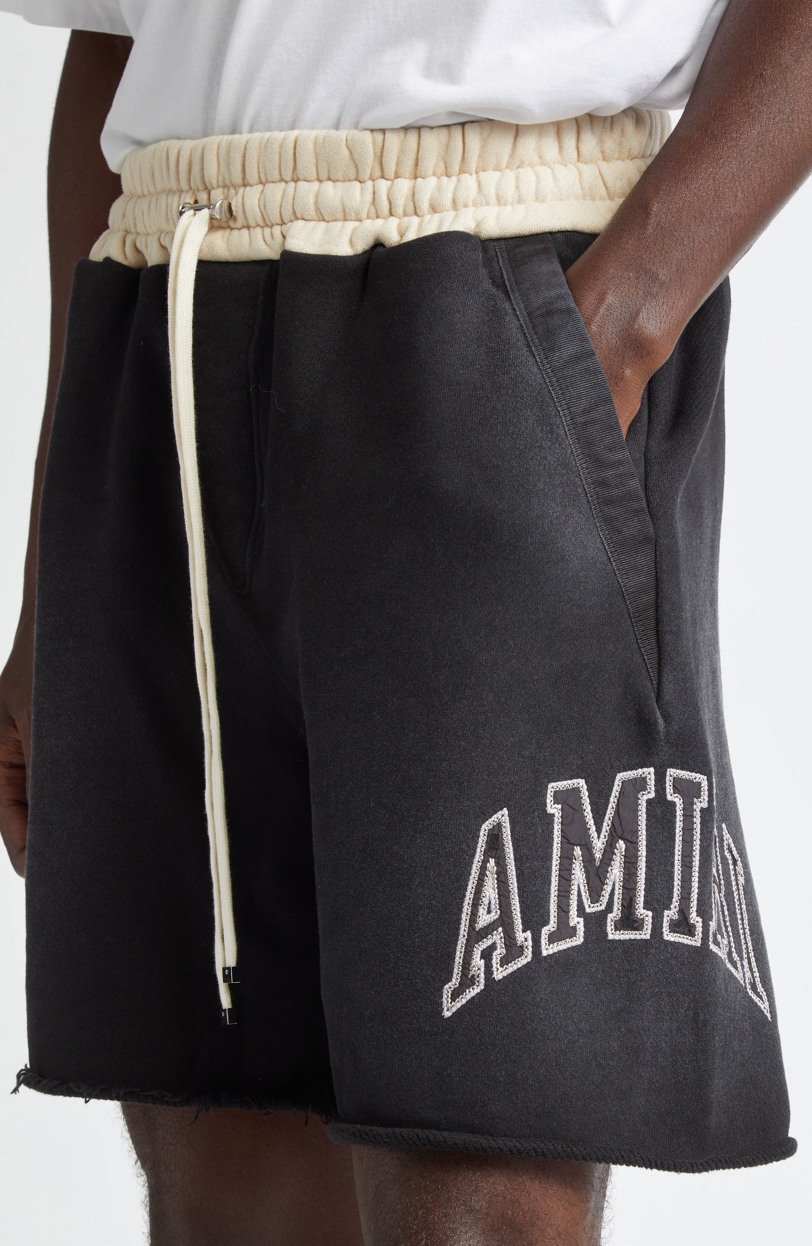 AMIRI Collegiate Cutoff Cotton Fleece Shorts in Black at Nordstrom - 4