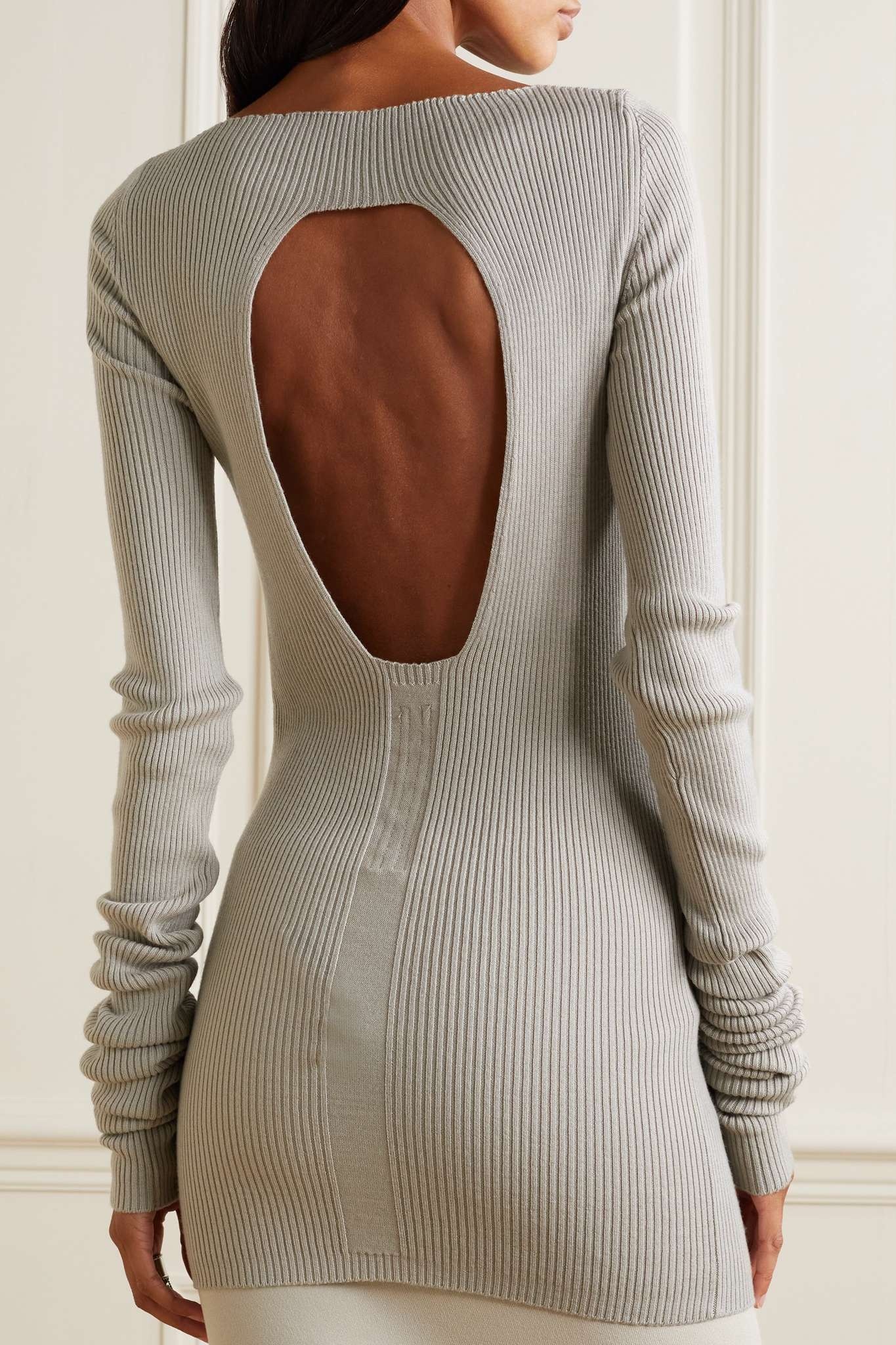 Open-back ribbed wool top - 3