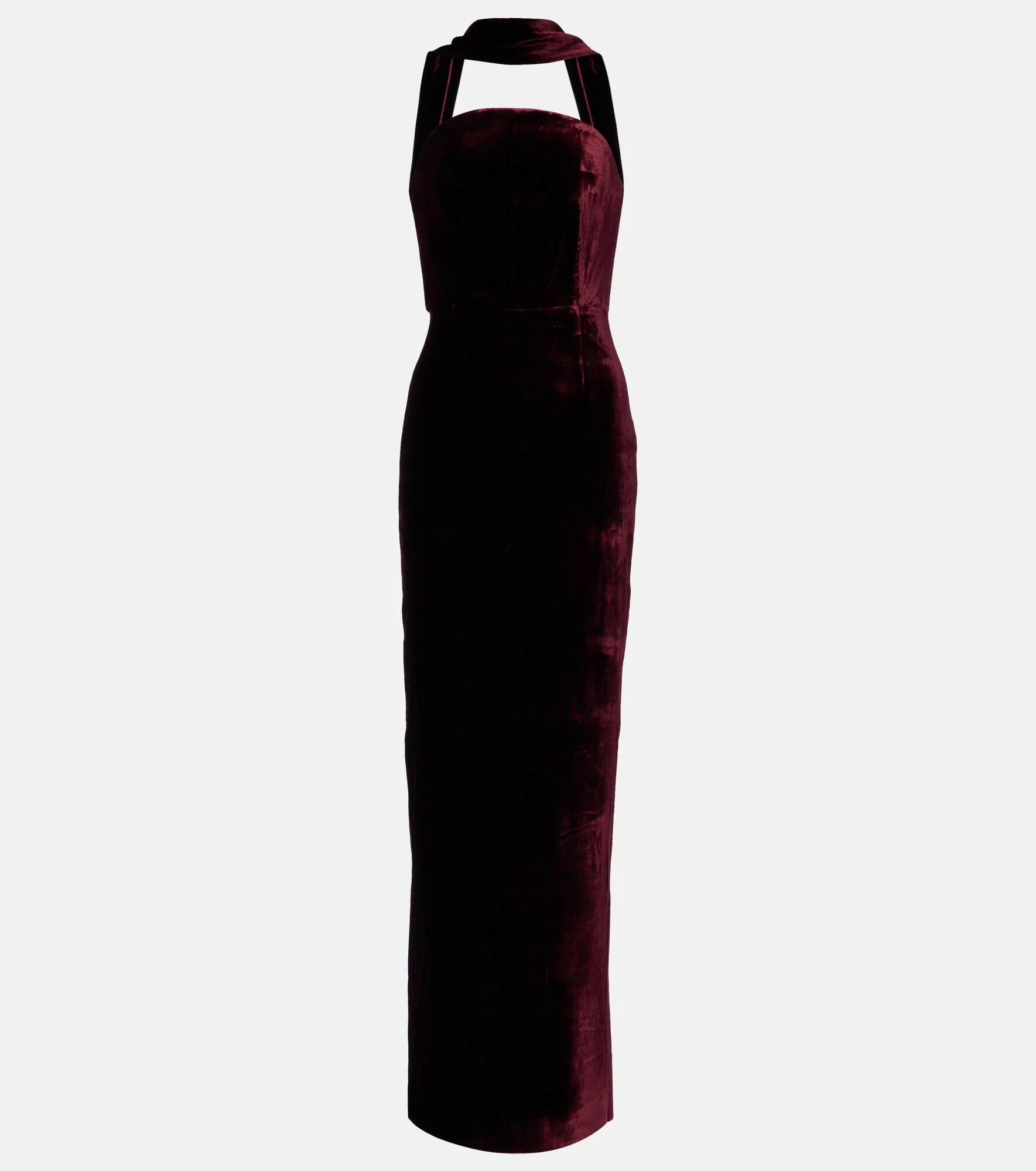 Scarf-detail velvet corset gown - 1