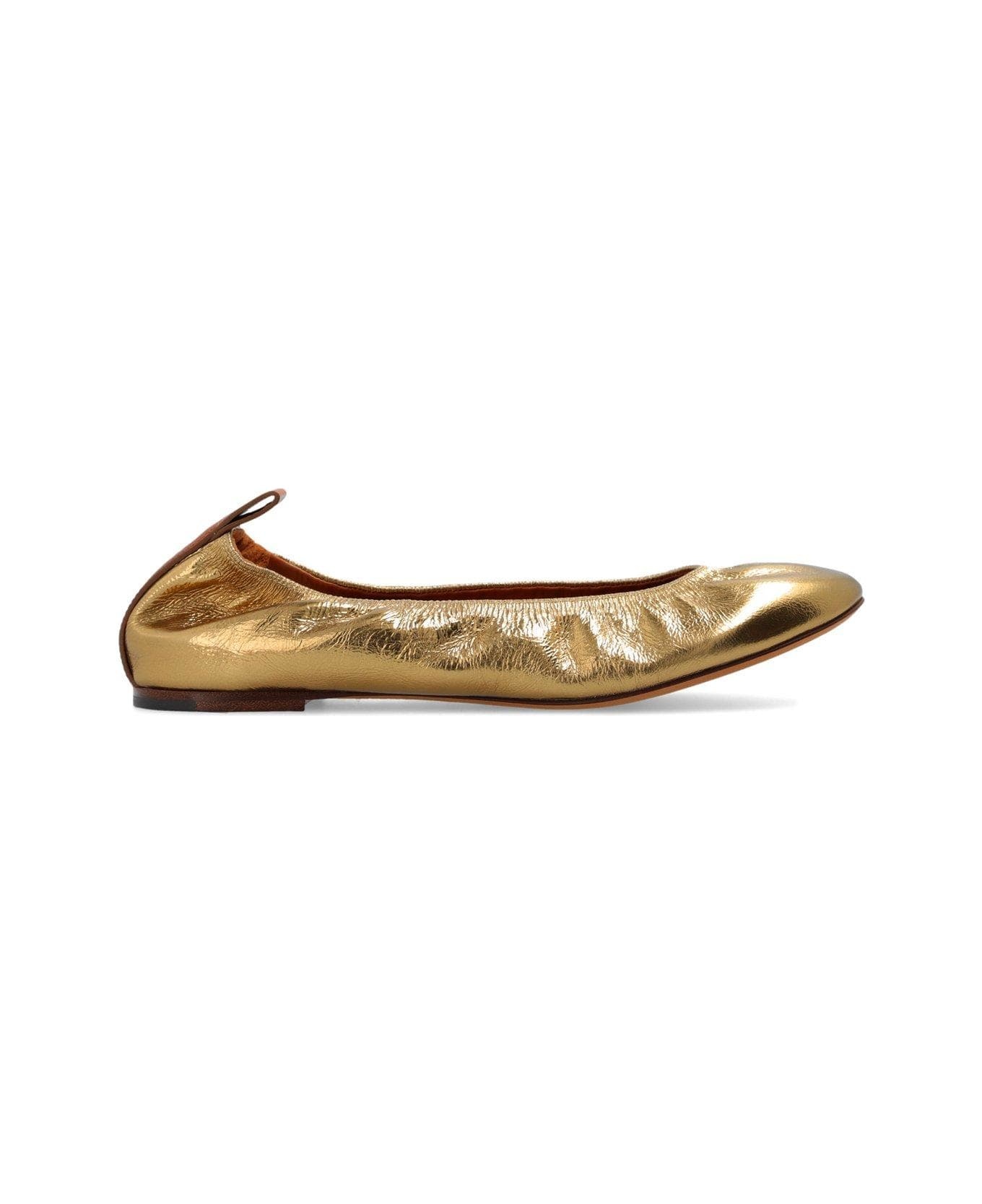 Ruched Detail Metallic Ballerina Shoes - 1