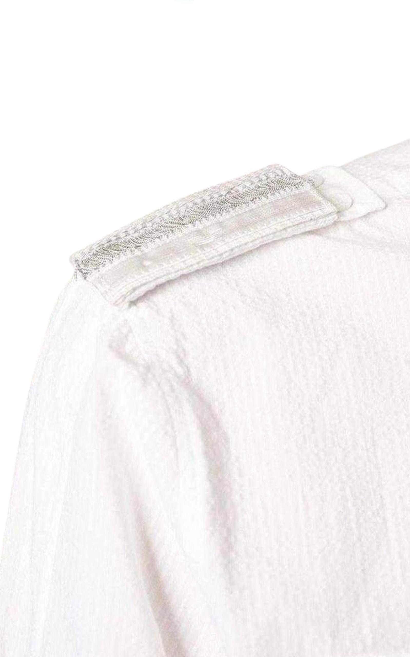 White Cotton Military Shirt - 5