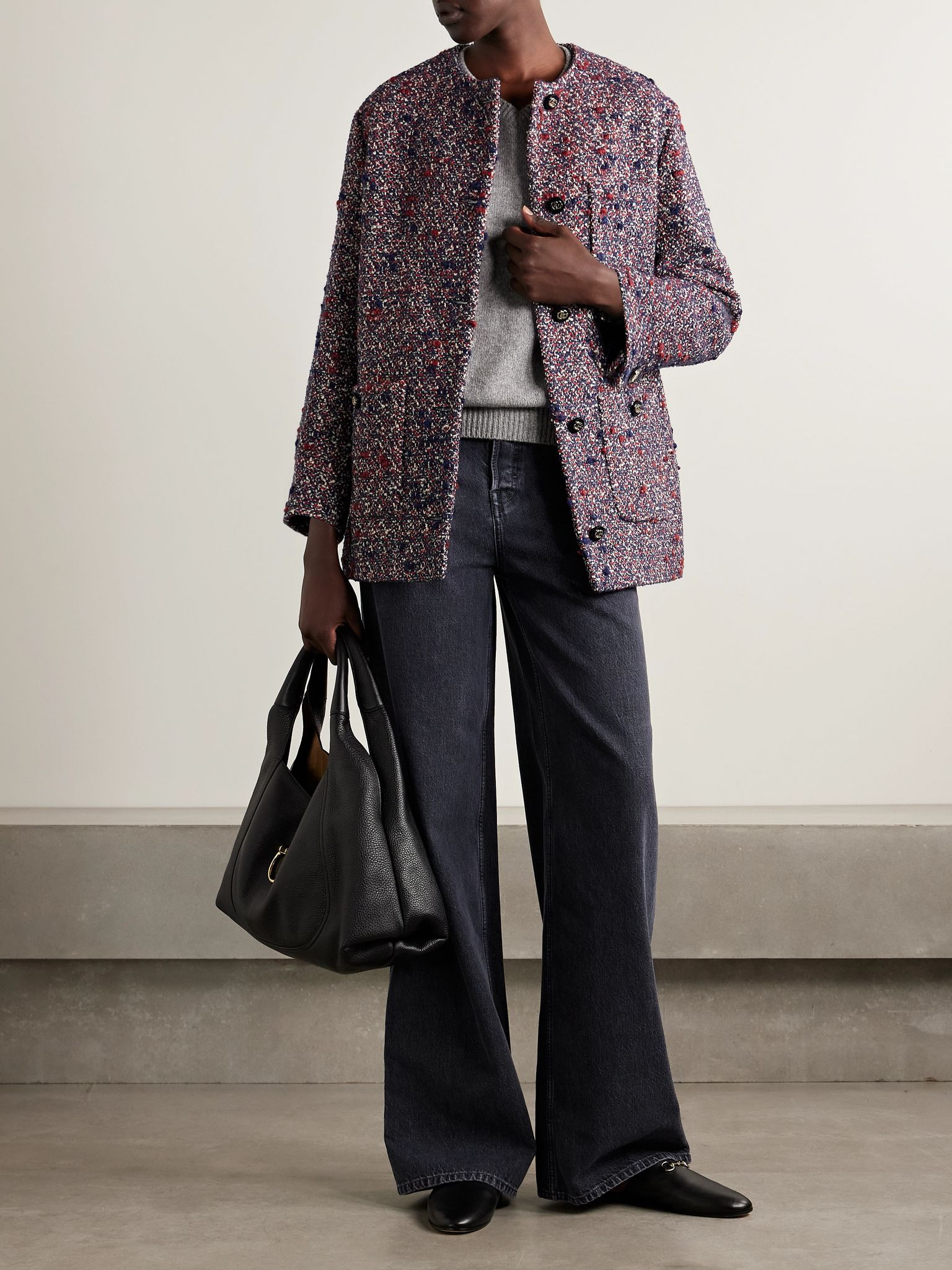 Wool-blend bouclé jacket Purple - 2