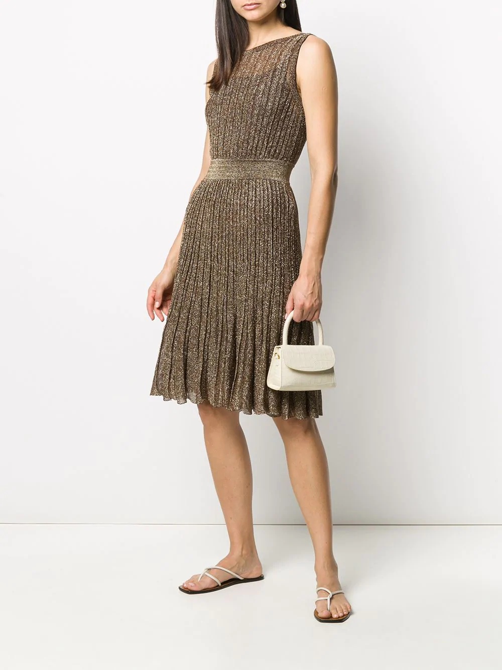 metallic pleated dress - 2