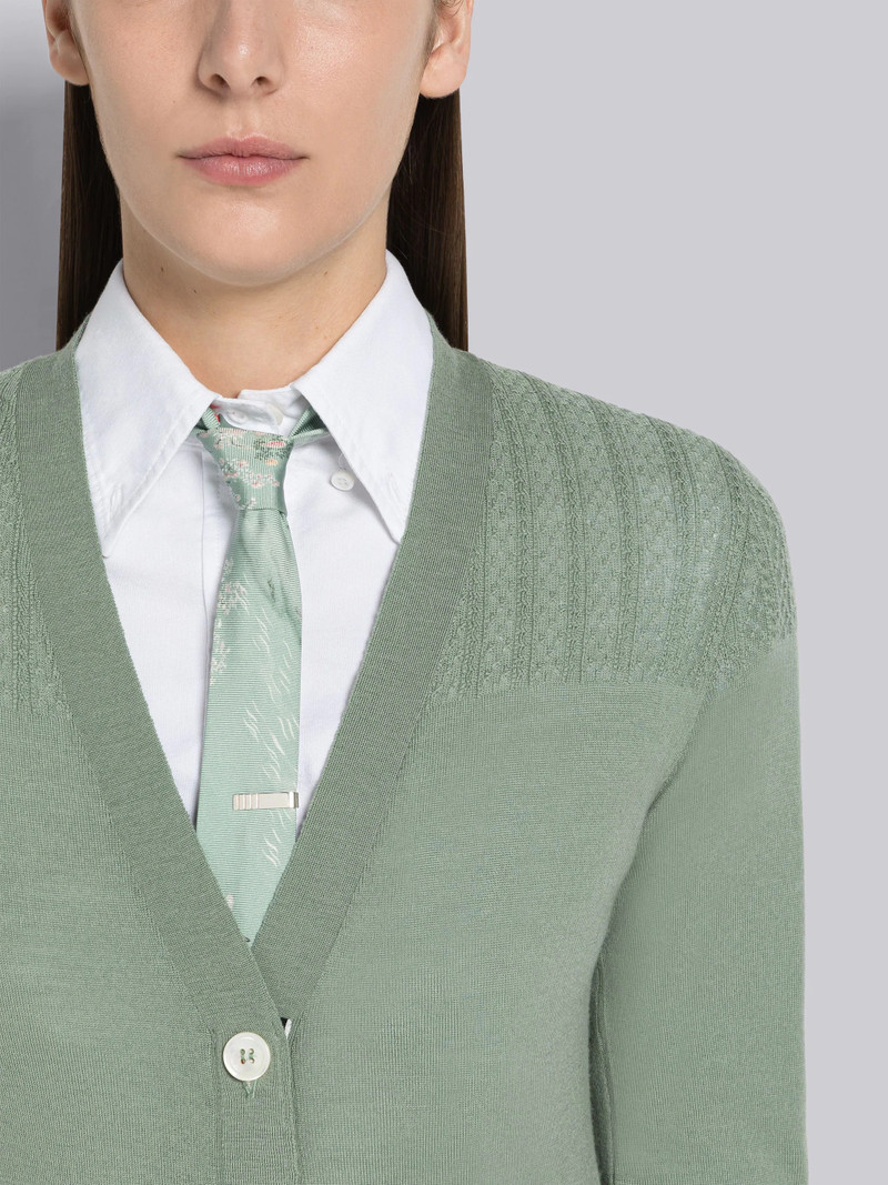 Fine Merino Wool V-Neck Yoke Cardigan 5
