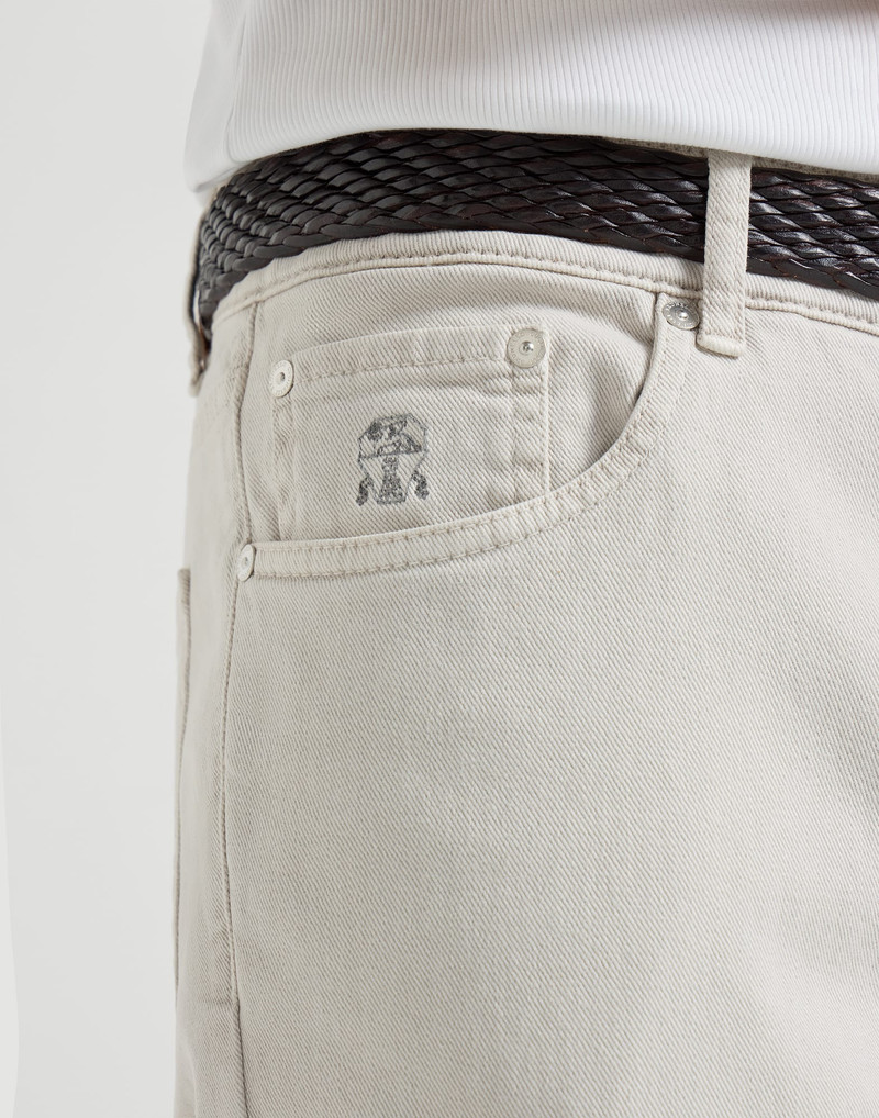 Garment-dyed comfort lightweight denim traditional fit five-pocket trousers 4