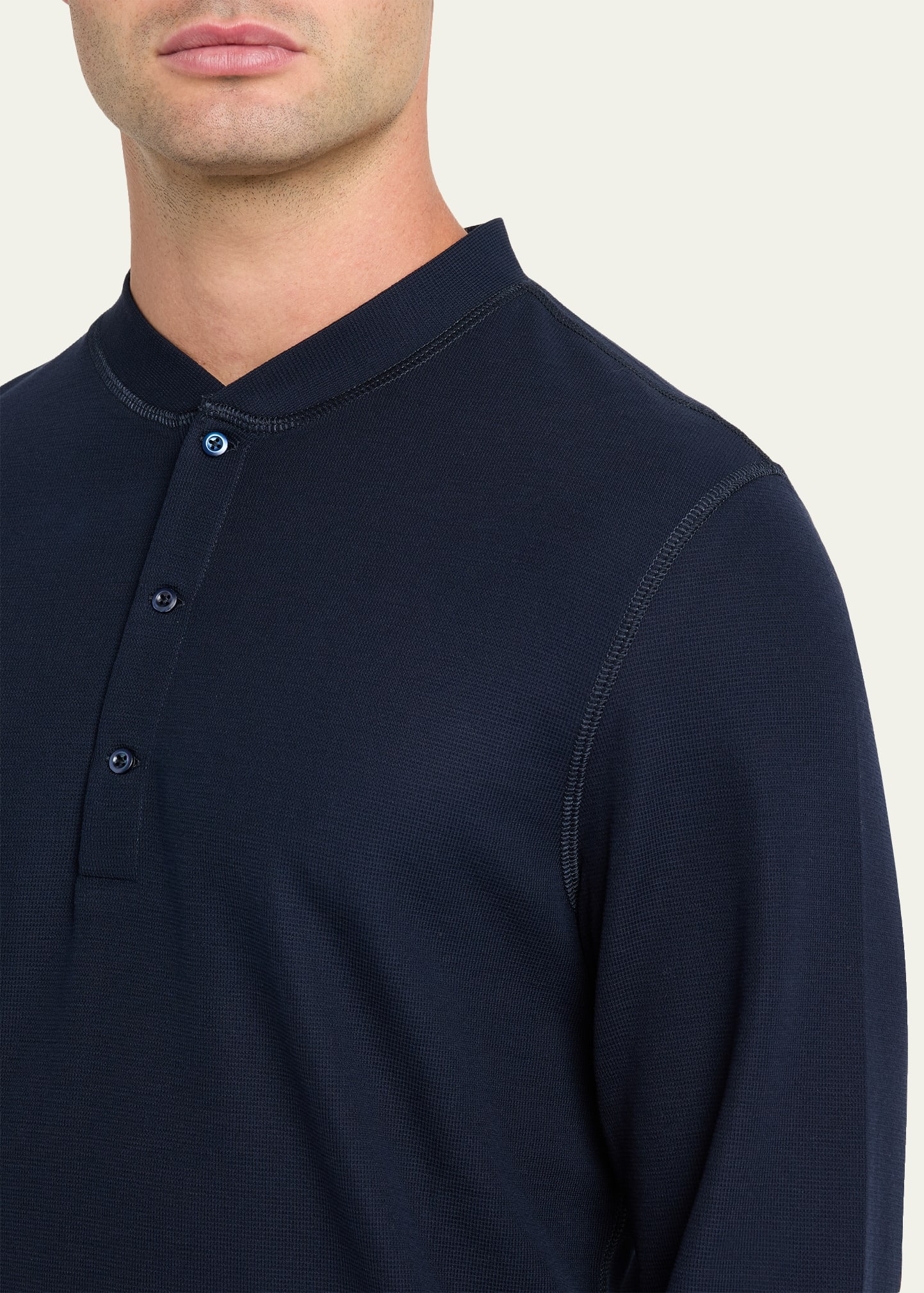 Men's Cotton-Silk Waffle Henley - 5