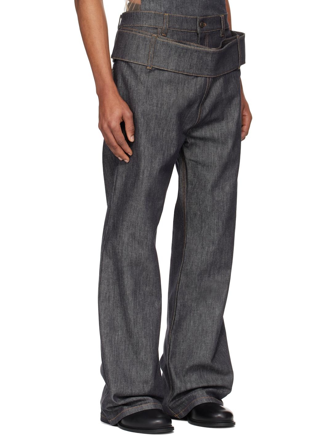 Gray Double Belt Denim Jeans - 2