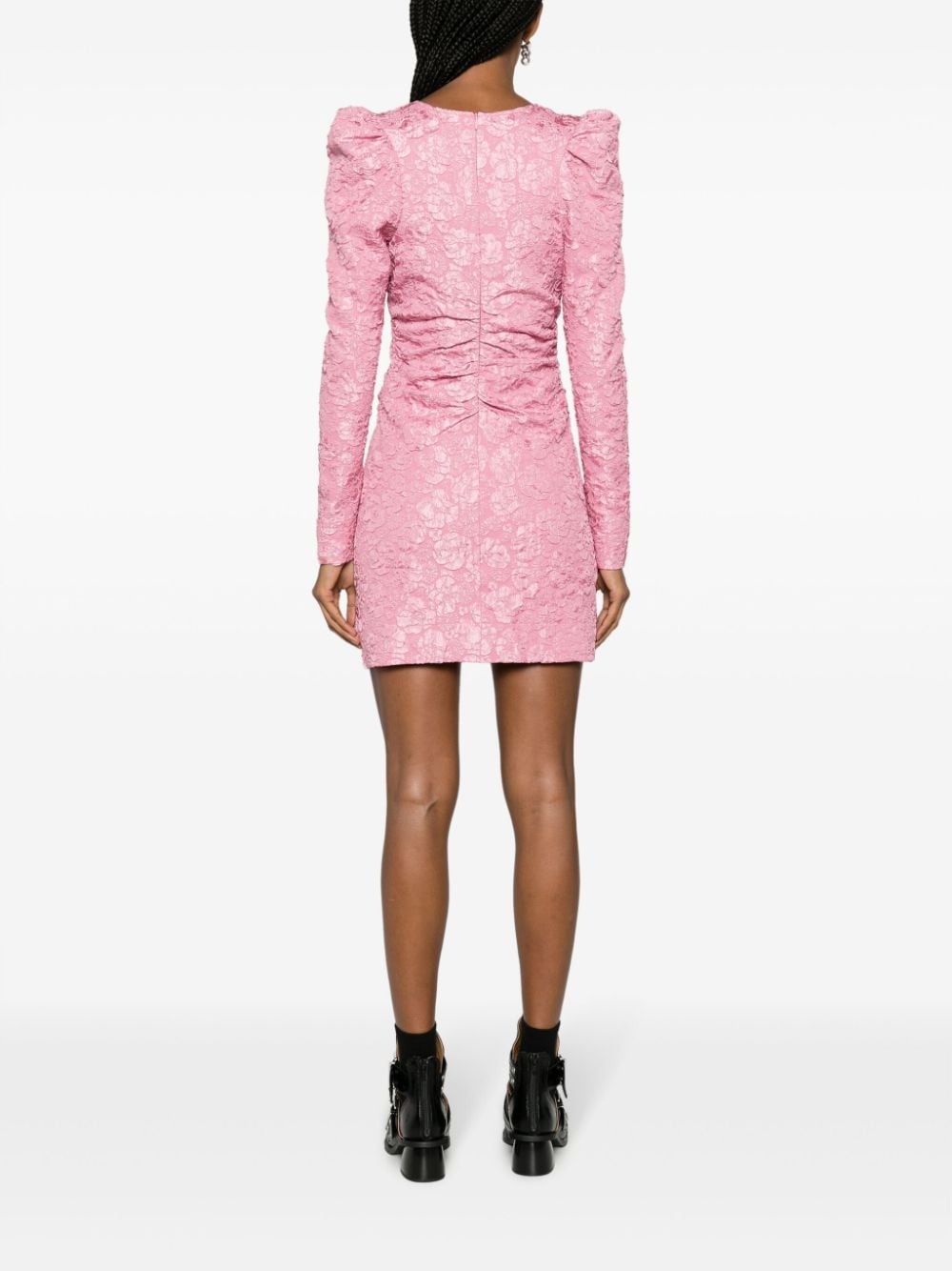 floral-jacquard tonal minidress - 4