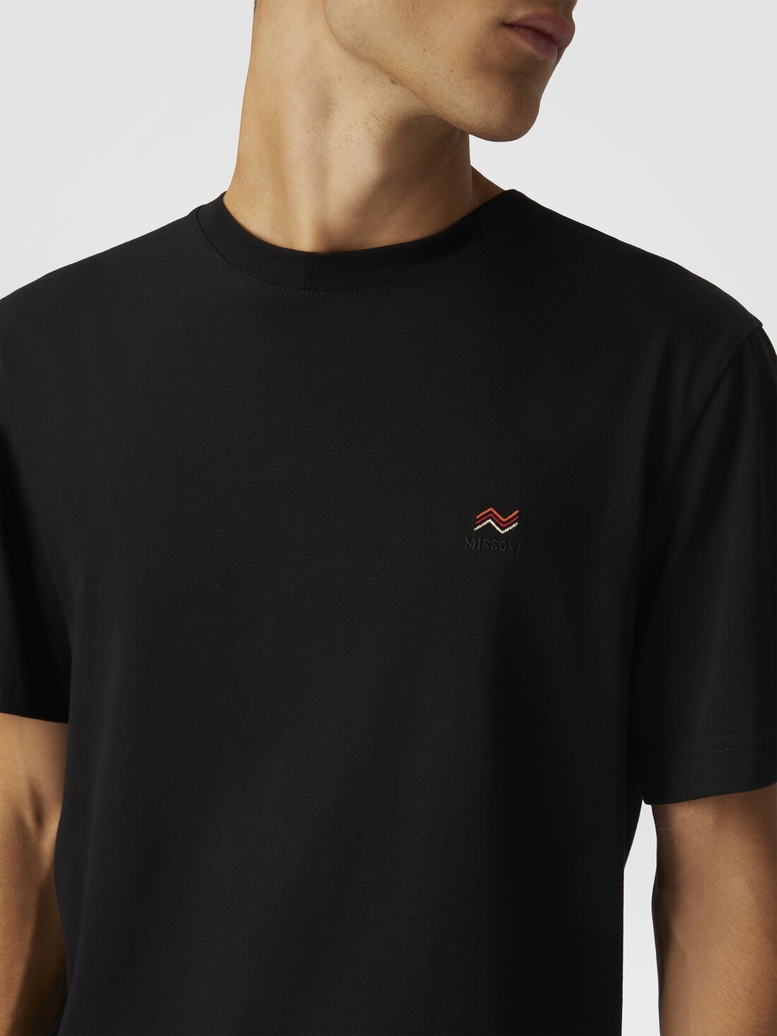 Crew Neck T-Shirt in Cotton with Embroidery and Logo - 5