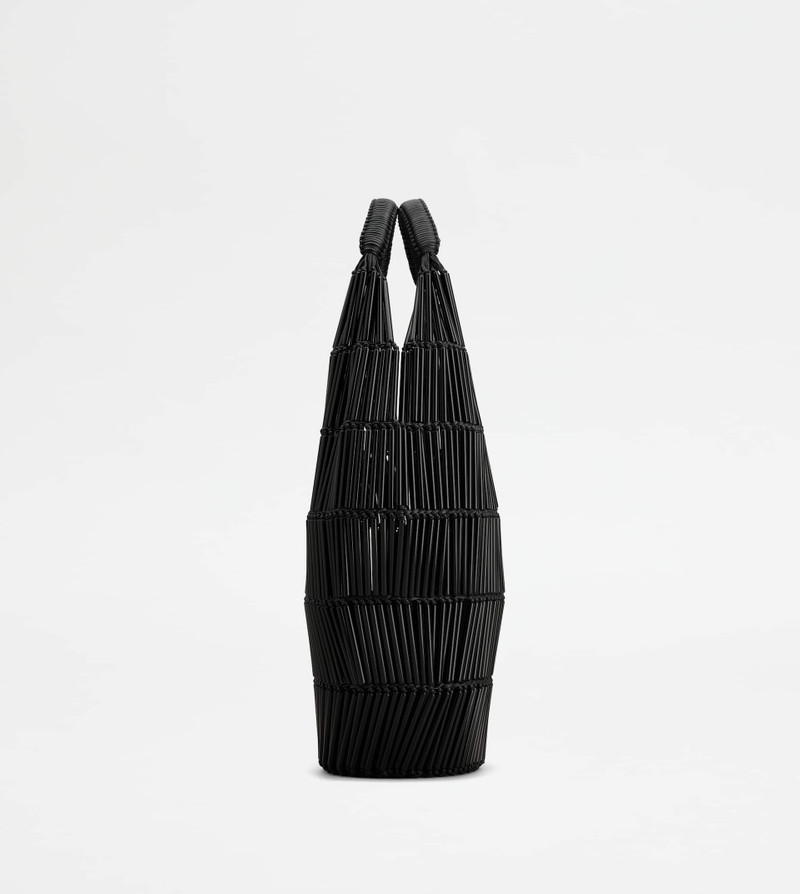 Tod's TOD'S DI BAG FOLIO SHOULDER BAG IN LEATHER E PLEXI SMALL - BLACK outlook