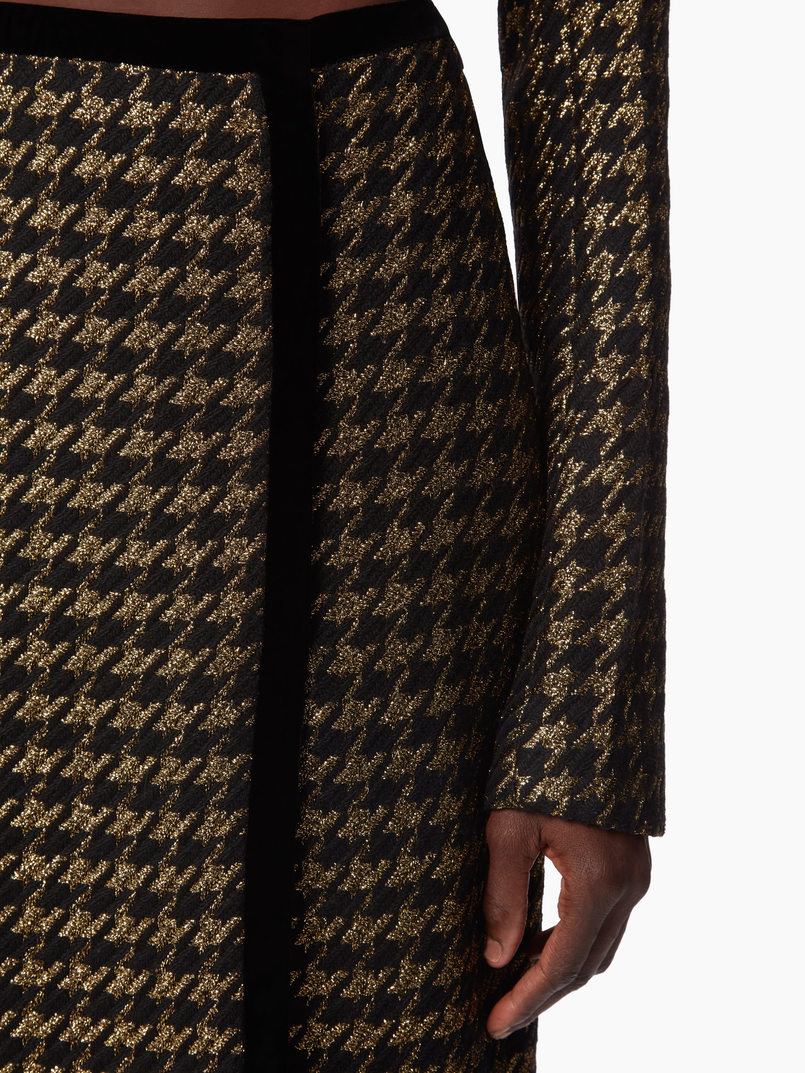 LONG HOUNDSTOOTH TWEED SKIRT - 3