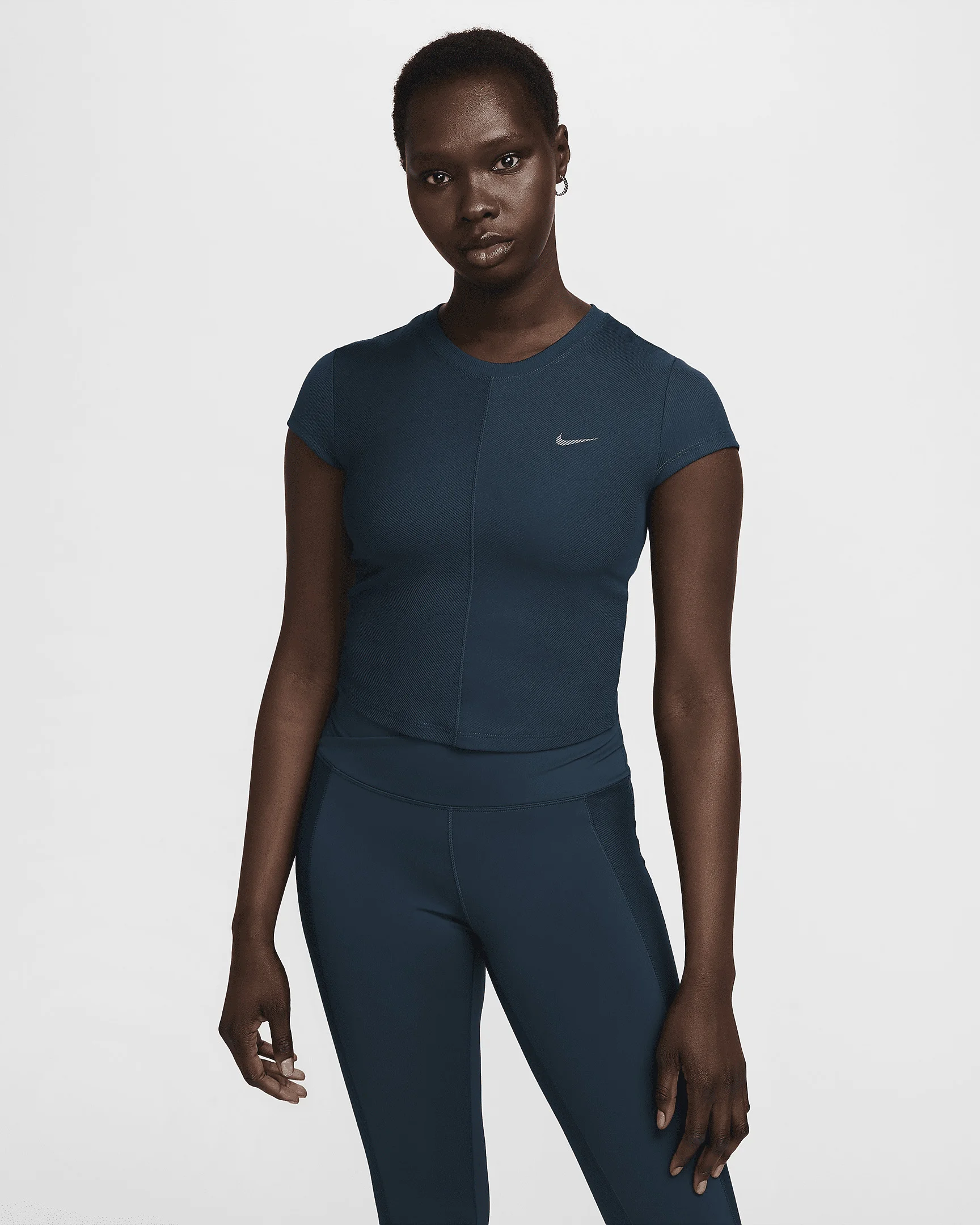 Nike Women's One Fitted Rib Dri-FIT Short Sleeve Cropped Top - 1