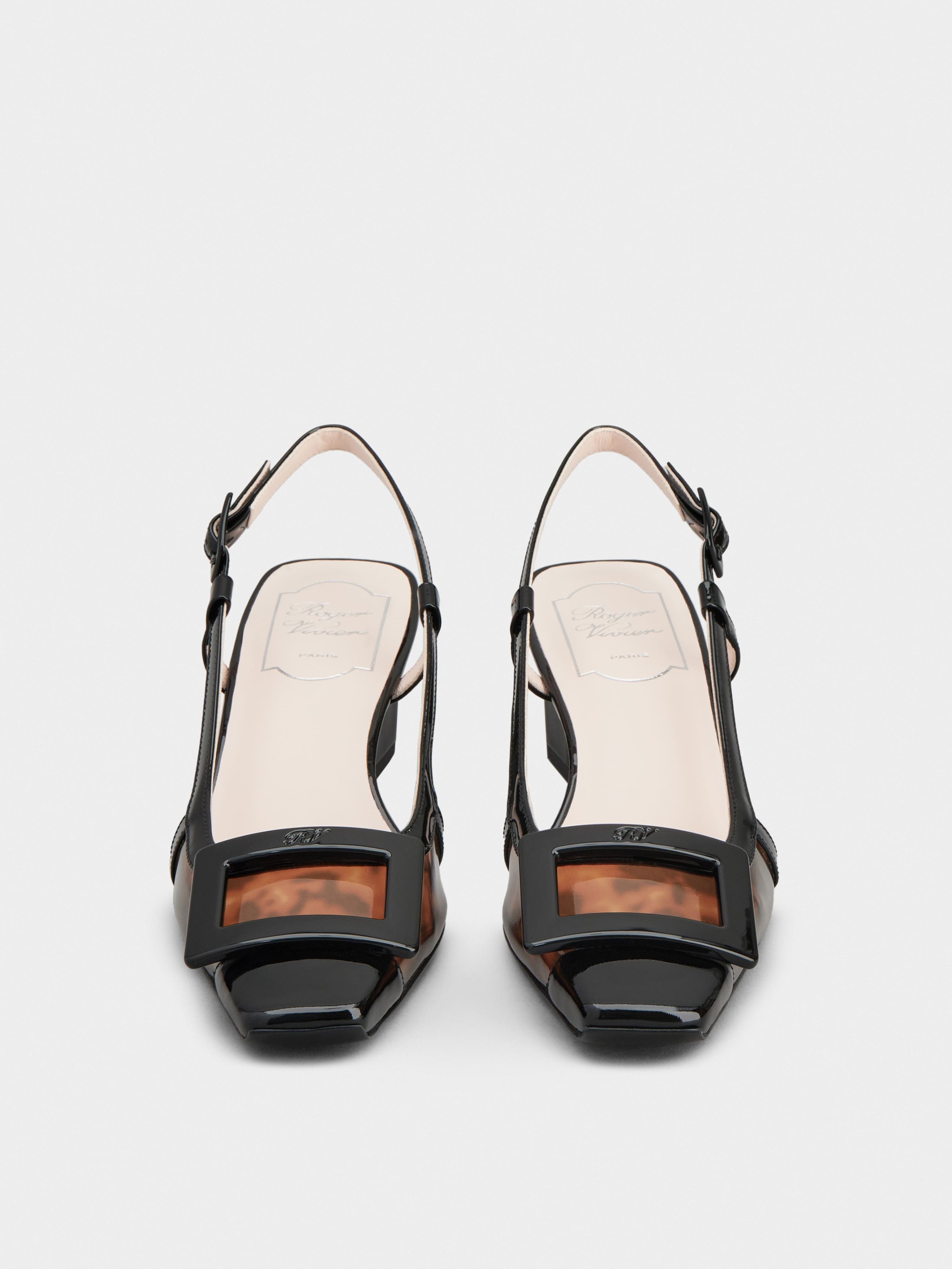 Belle Vivier Slingback Pumps in patent fabric - 7