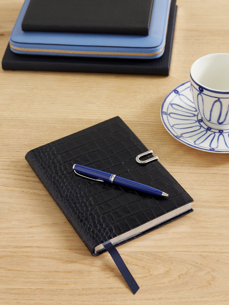 Smythson Mara Croc-effect Leather Notebook outlook