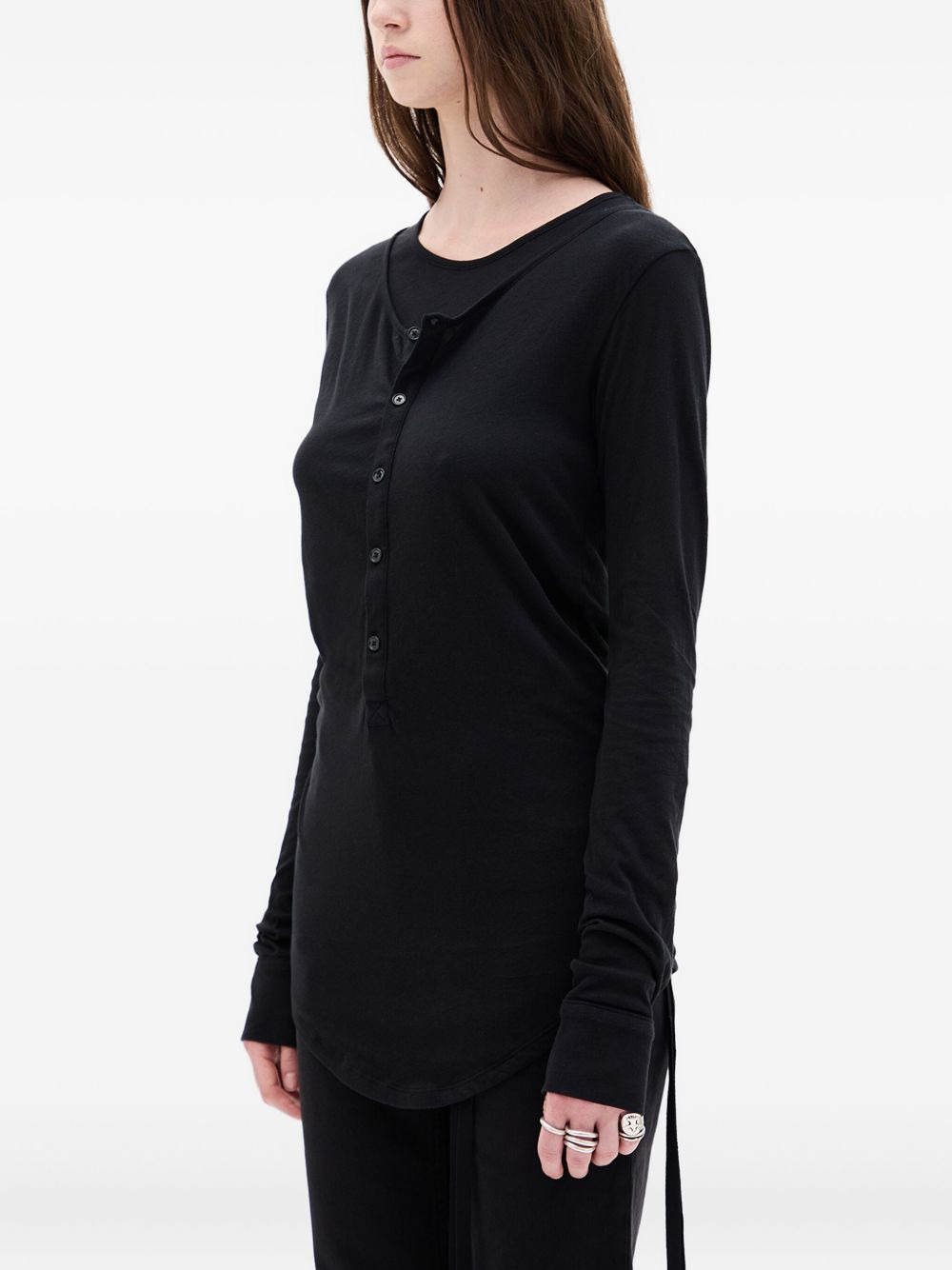 Vero button-front long-sleeve T-shirt - 3