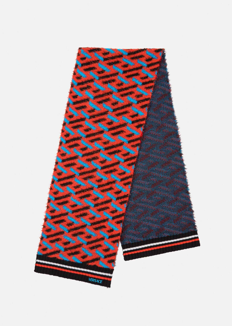 Greca Signature Brushed Wool Scarf 1