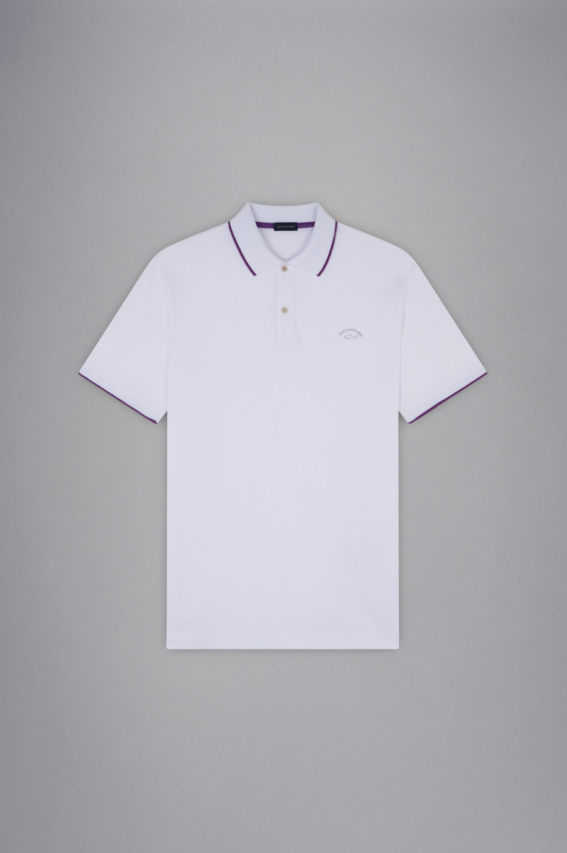 COTTON PIQUE POLO SHIRT WITH REFLEX PRINT - 1