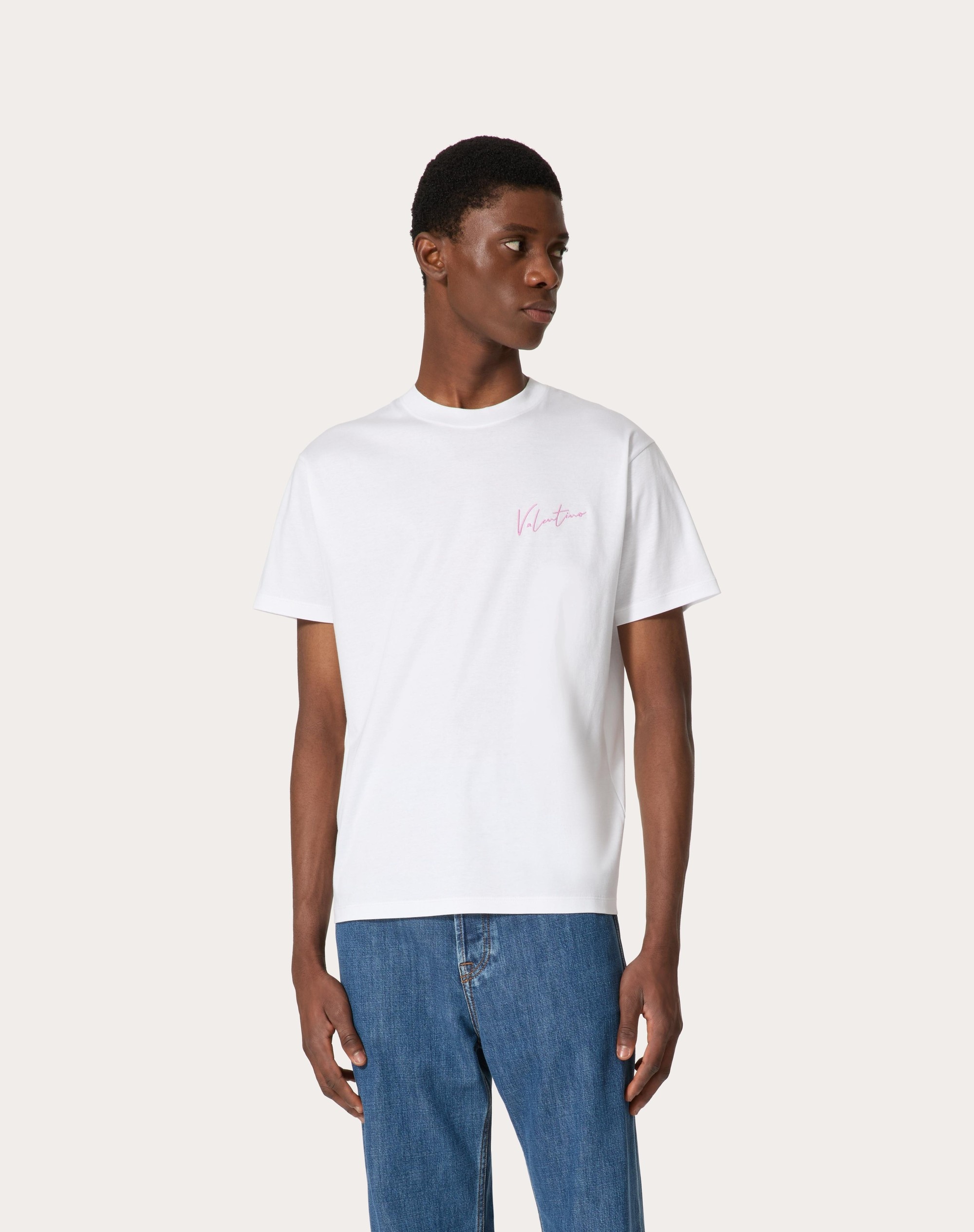 VALENTINO EMBROIDERY AND VLOGO SIGNATURE PRINT COTTON T-SHIRT - 3