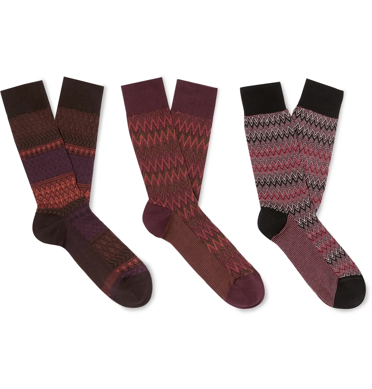 Three-Pack Crochet-Knit Cotton-Blend Socks - 1