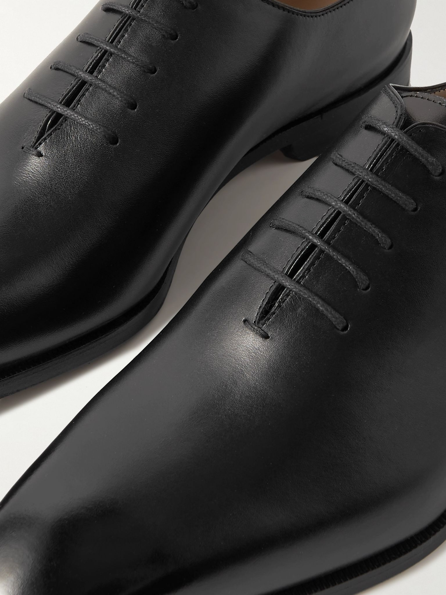 Snowdon Whole-Cut Glossed-Leather Oxford Shoes Black - 6