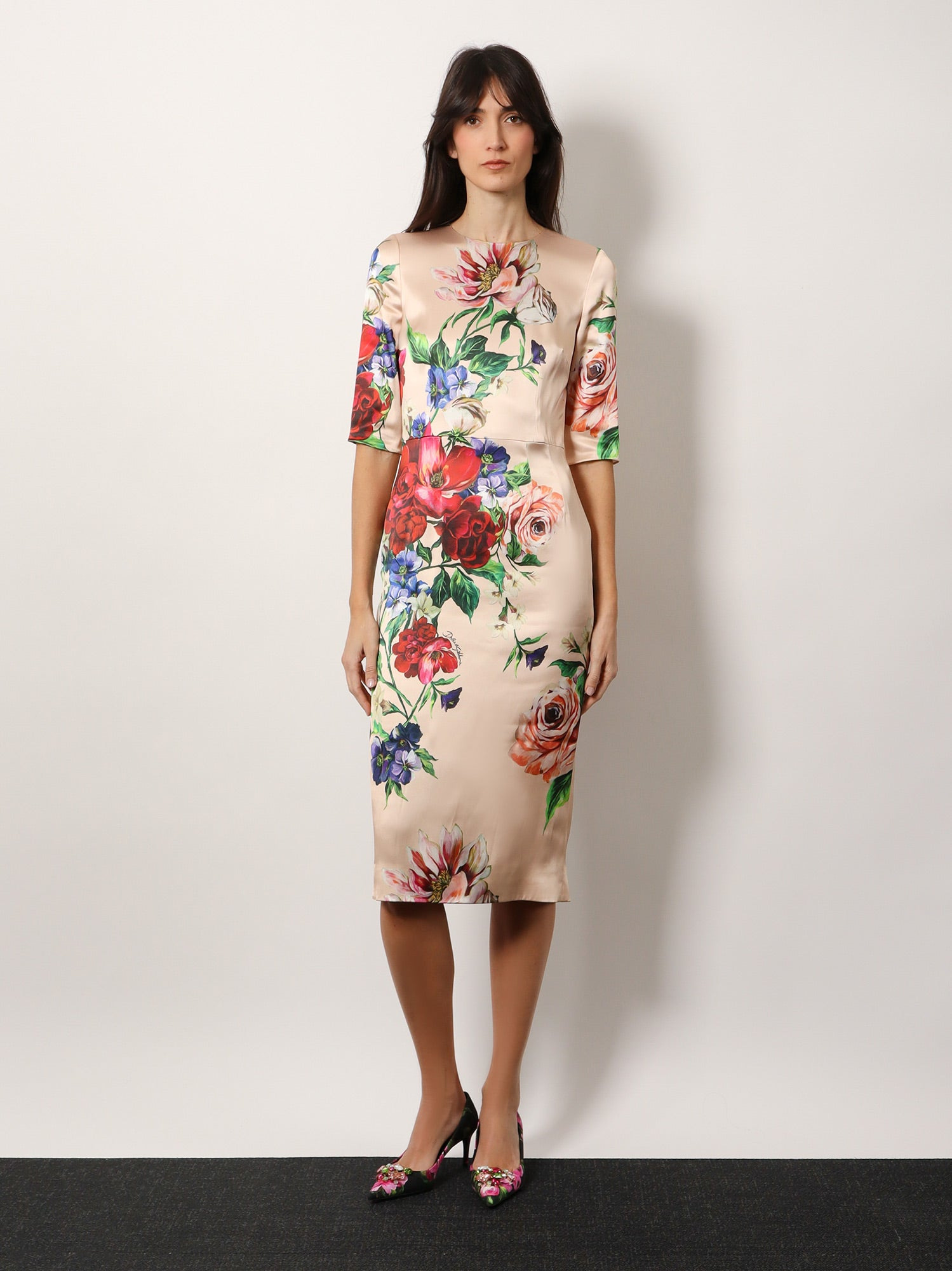 Satin Dress With Iconic Floral Print - 6