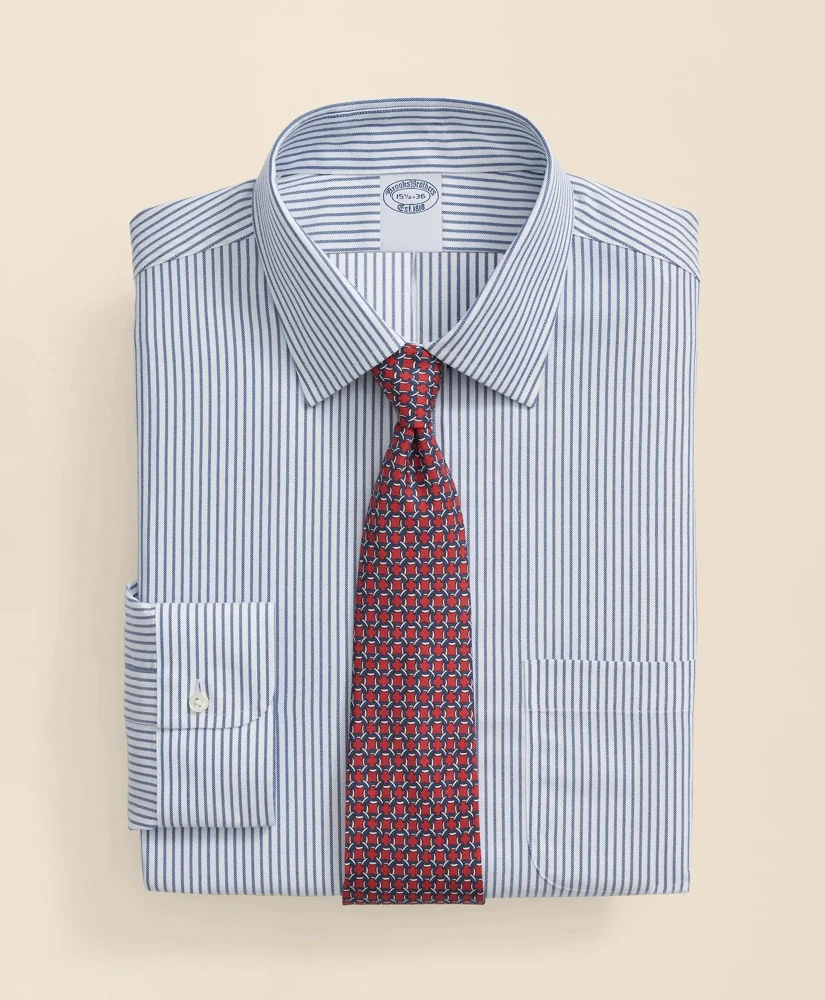 Brooks Brothers Explorer Collection Non-Iron Twill Ainsley Collar, Stripe Dress Shirt - 1