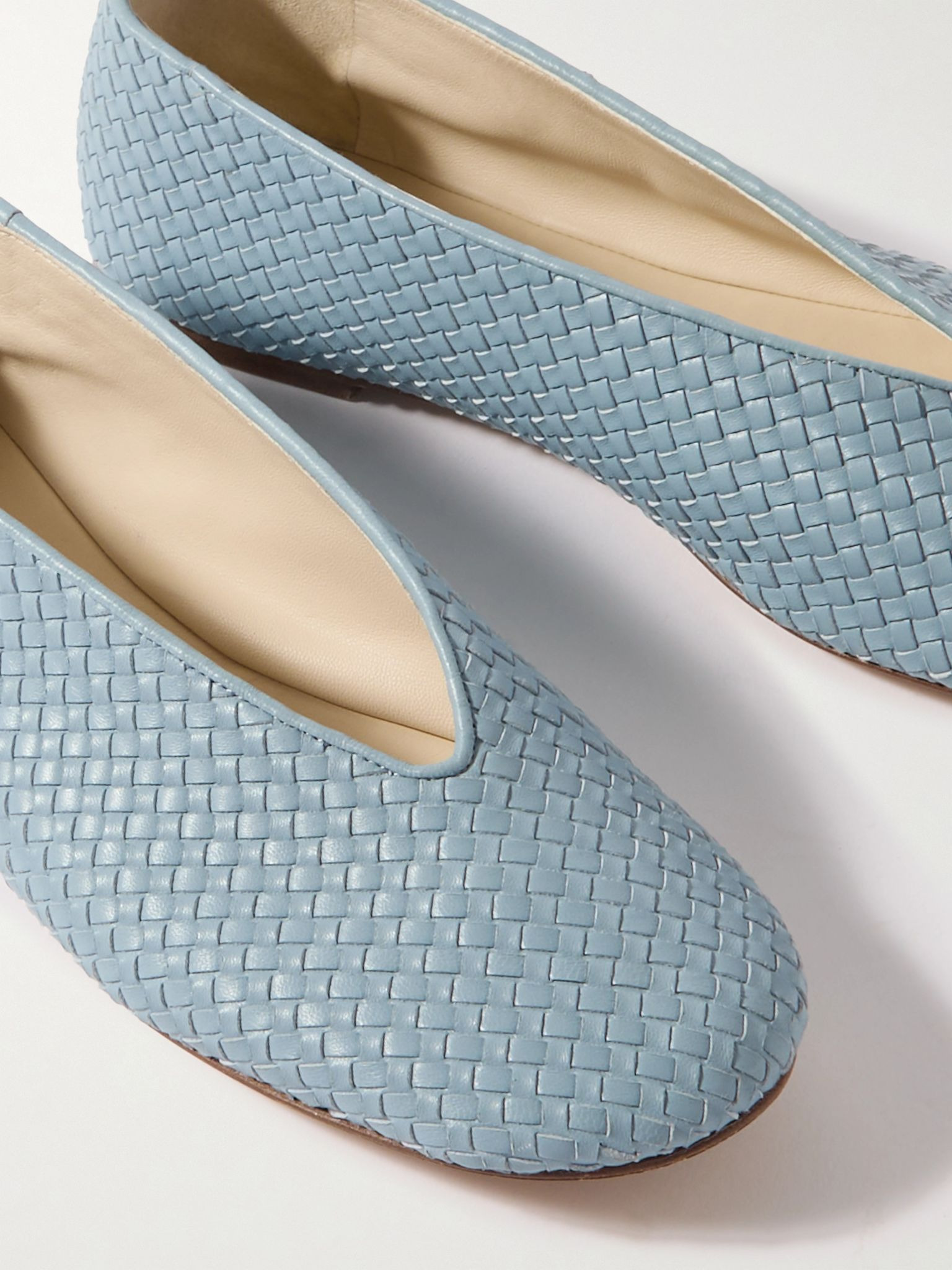 Intrecciato leather ballet flats Light blue - 4