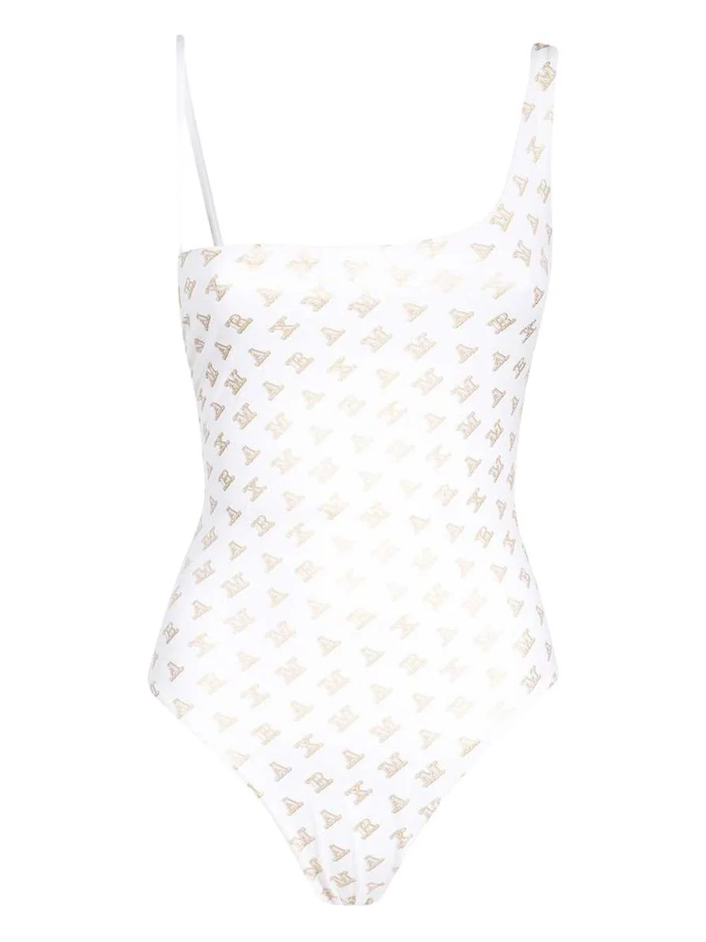 logo-print one-shoulder swimsuit - 1