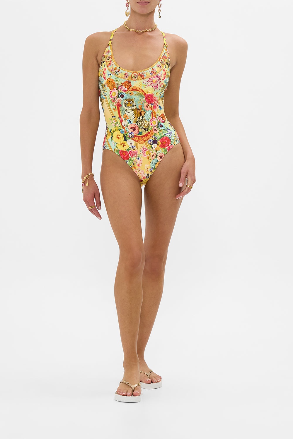 SCOOP NECK ONE PIECE WITH BUTTON STRAPS - 2