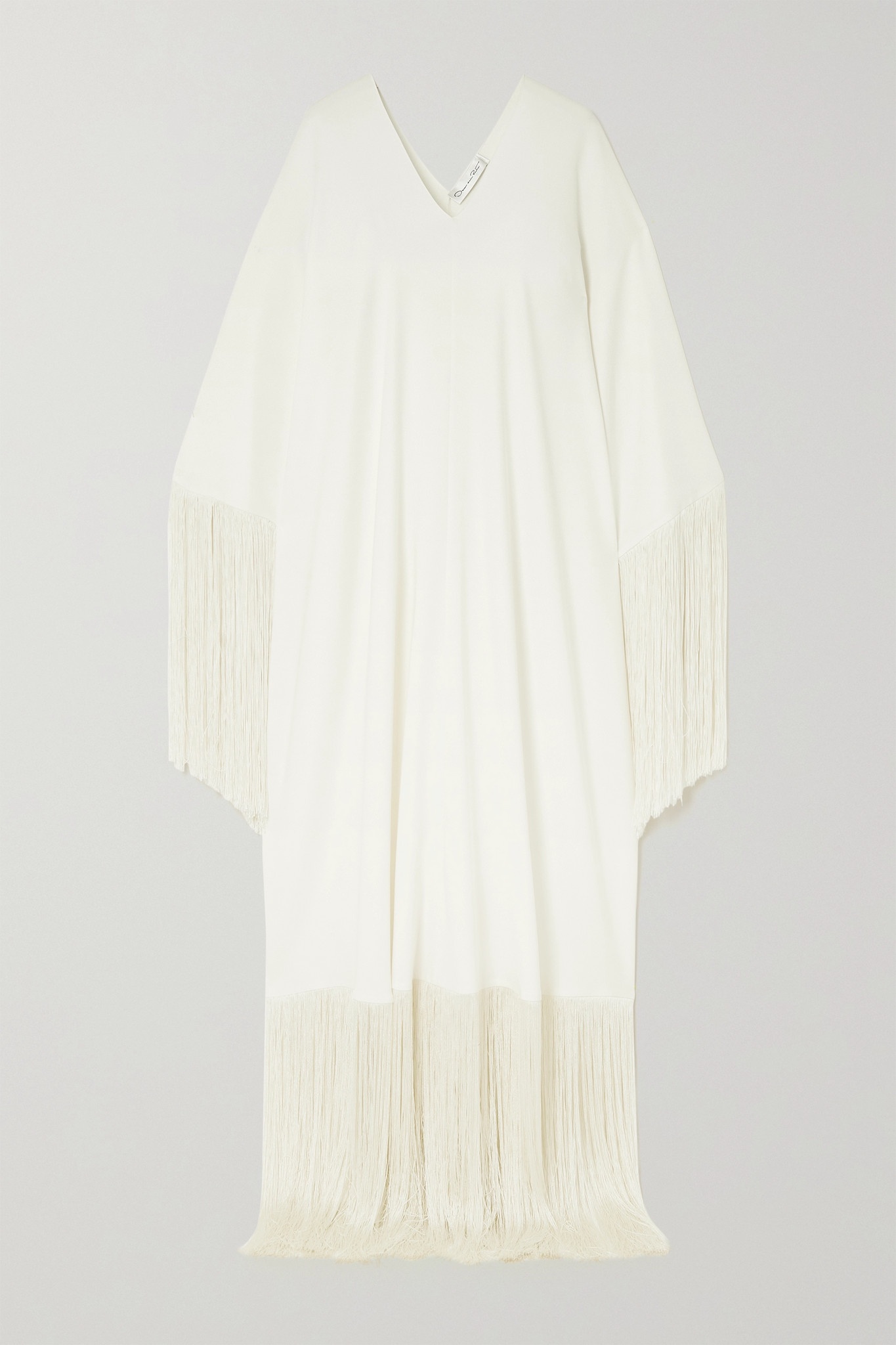 Fringed silk-blend crepe de chine kaftan - 1