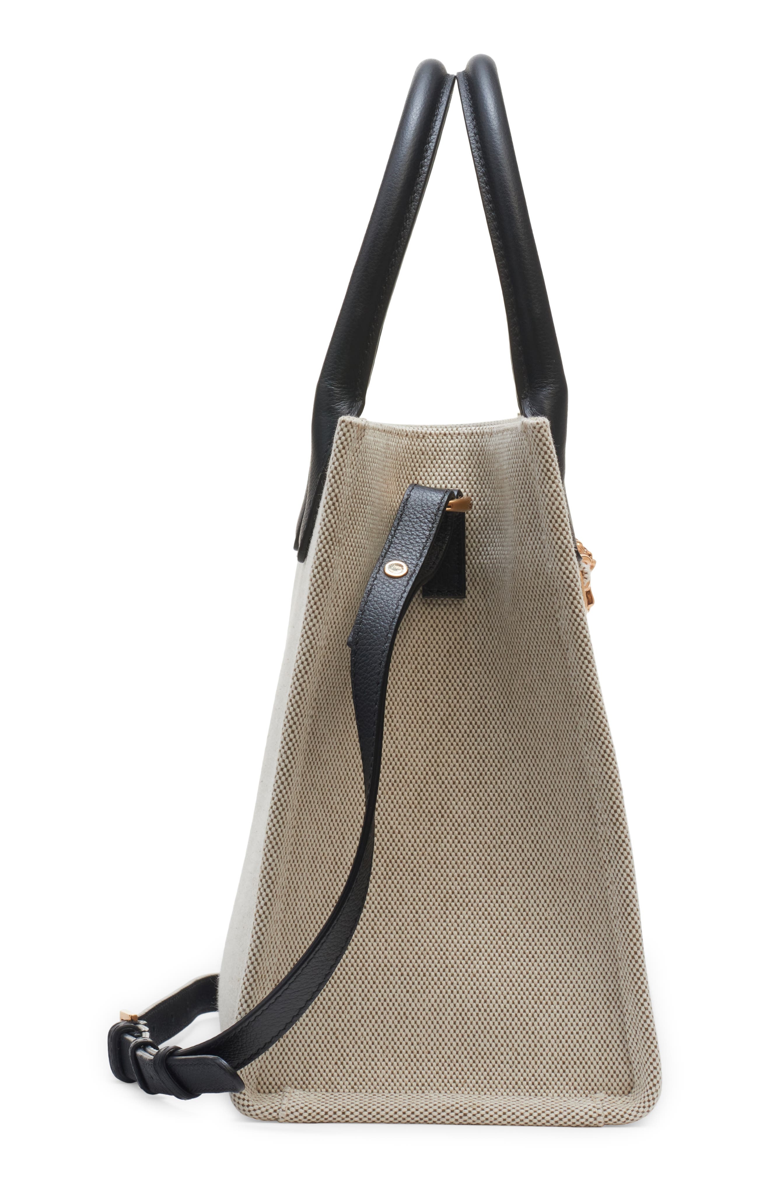 Versace Small La Medusa Logo Canvas Tote in Rope Black-Versace Gold at Nordstrom - 6