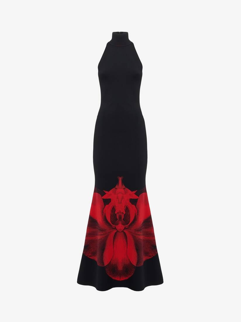 Women's Ethereal Orchid Long Dress in Black/red - 1