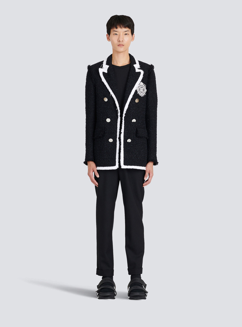 Tweed blazer with embroidered Balmain logo 3