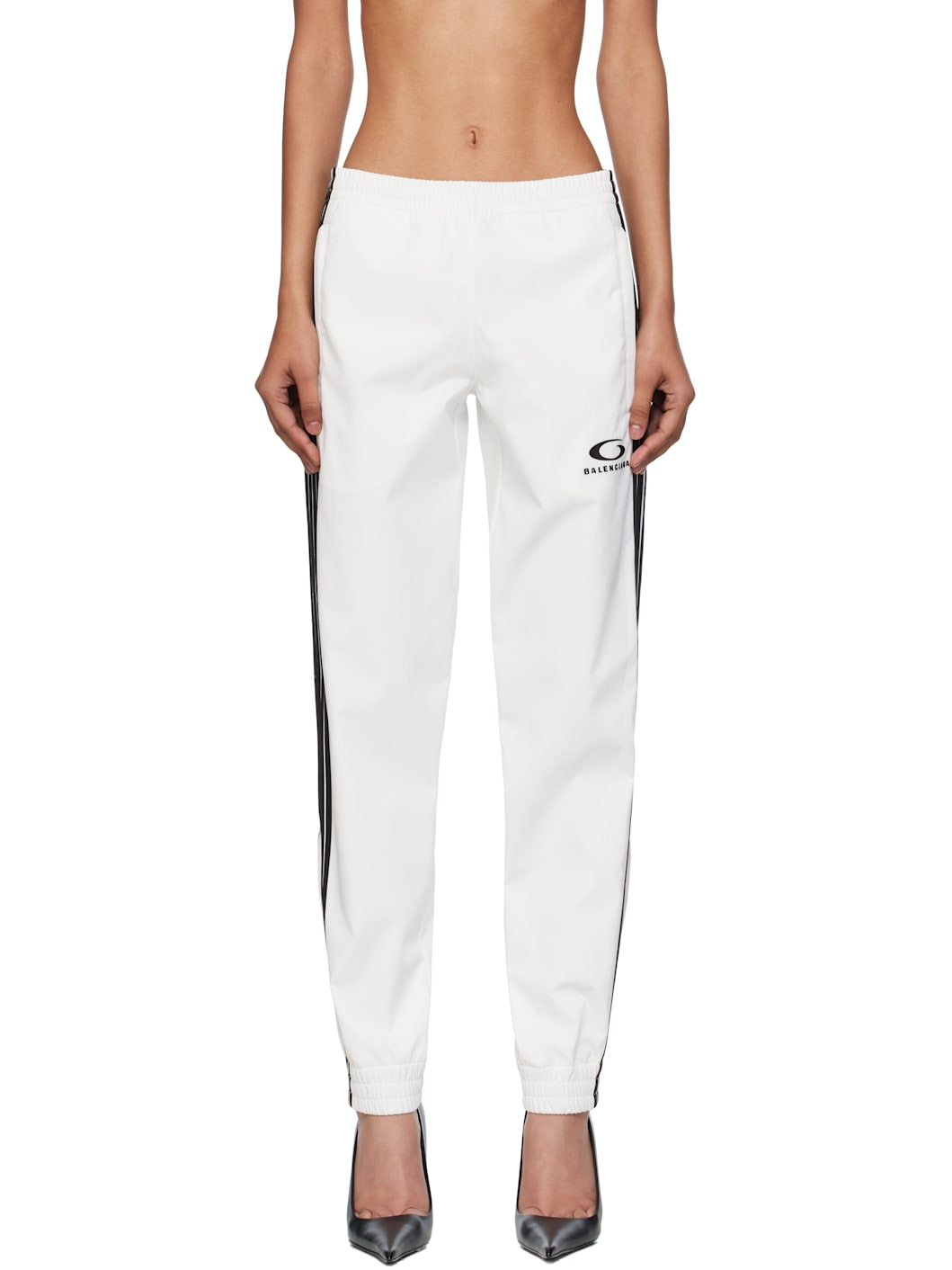White Striped Track Pants - 1