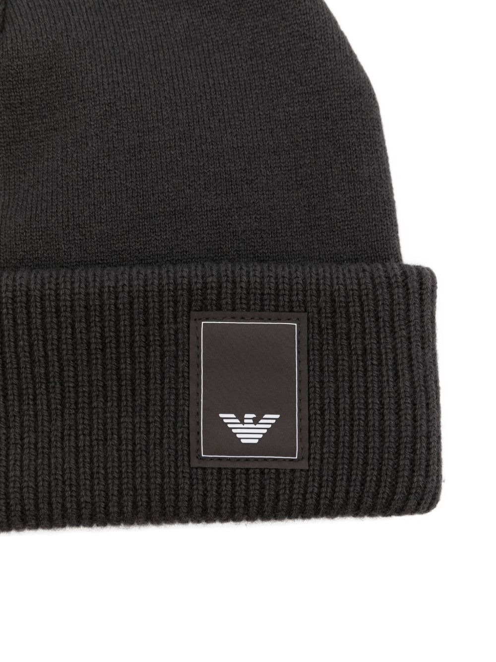 logo-plaque ribbed beanie - 2