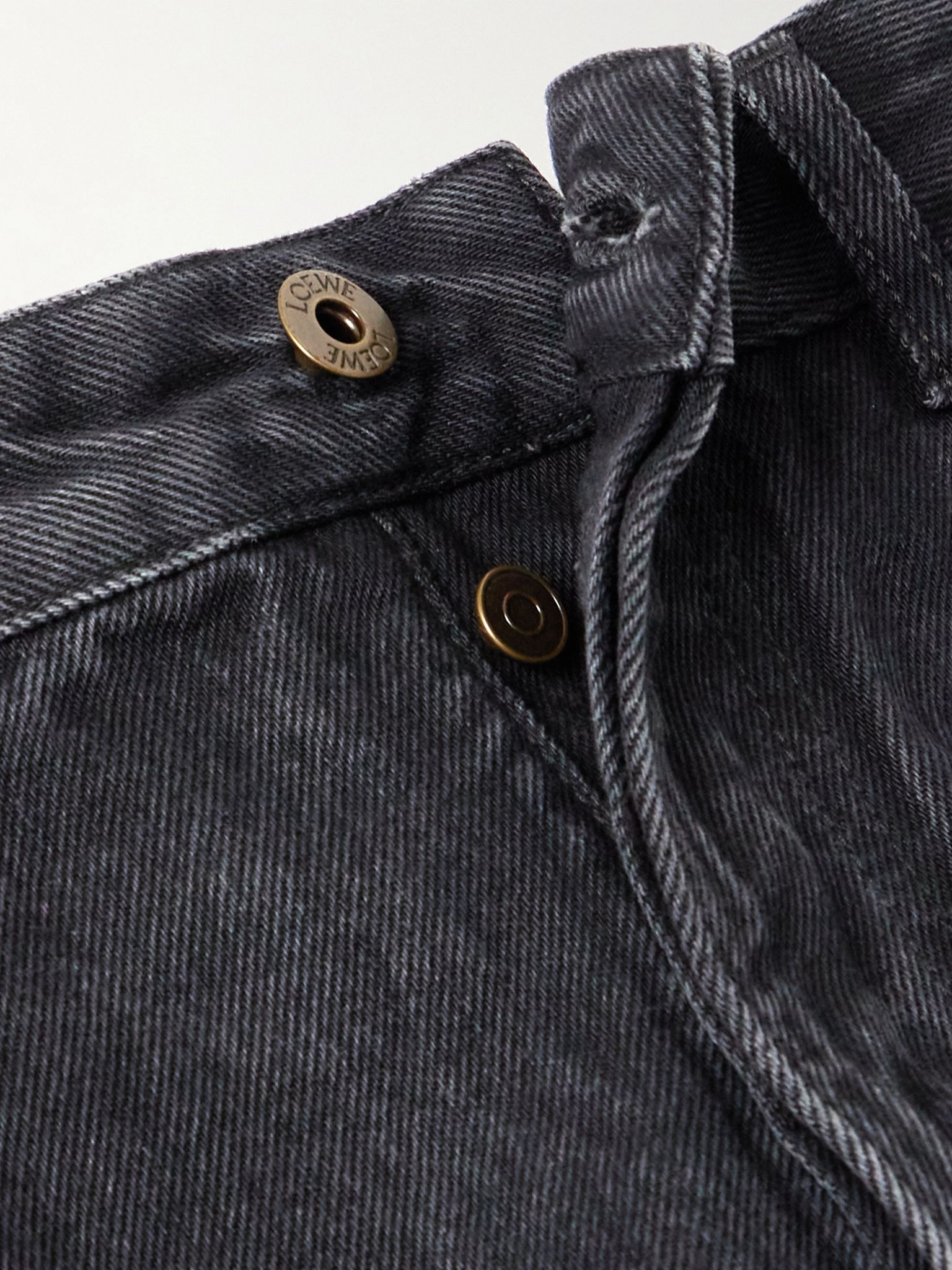 Anagram Wide-Leg Logo-Embroidered Jeans Black - 6