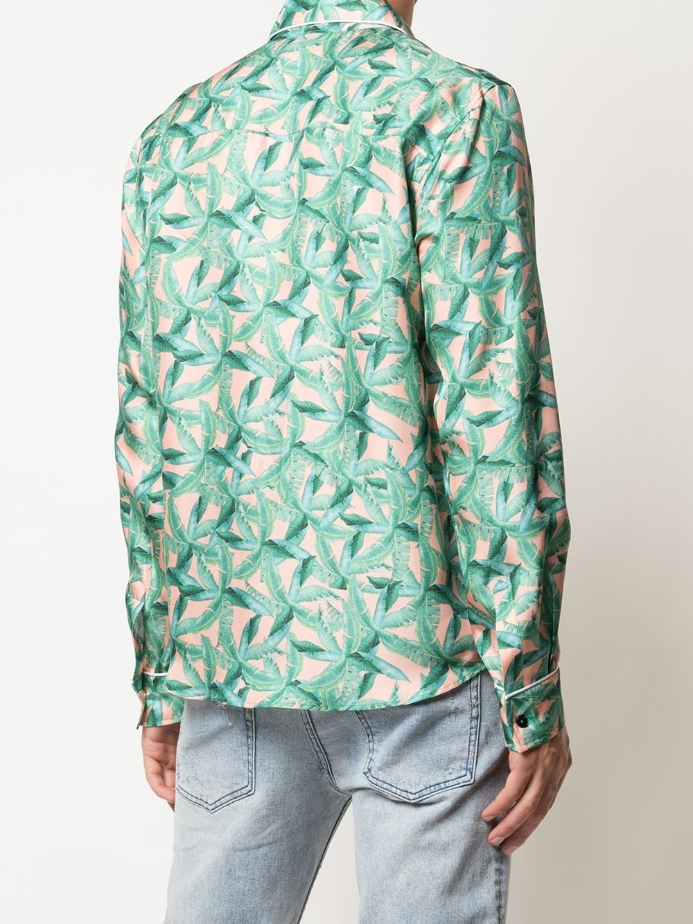 banana leaf satin pajama shirt - 4