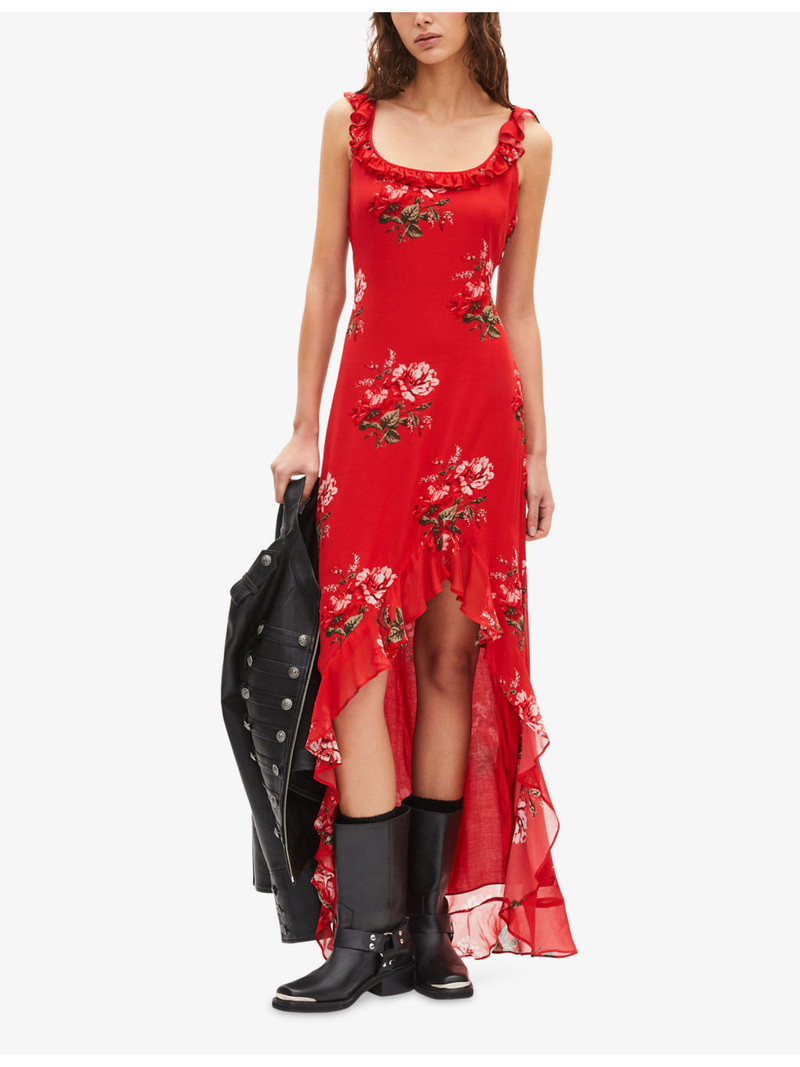 The Kooples Ruffle Floral-Print Woven Maxi Dress outlook