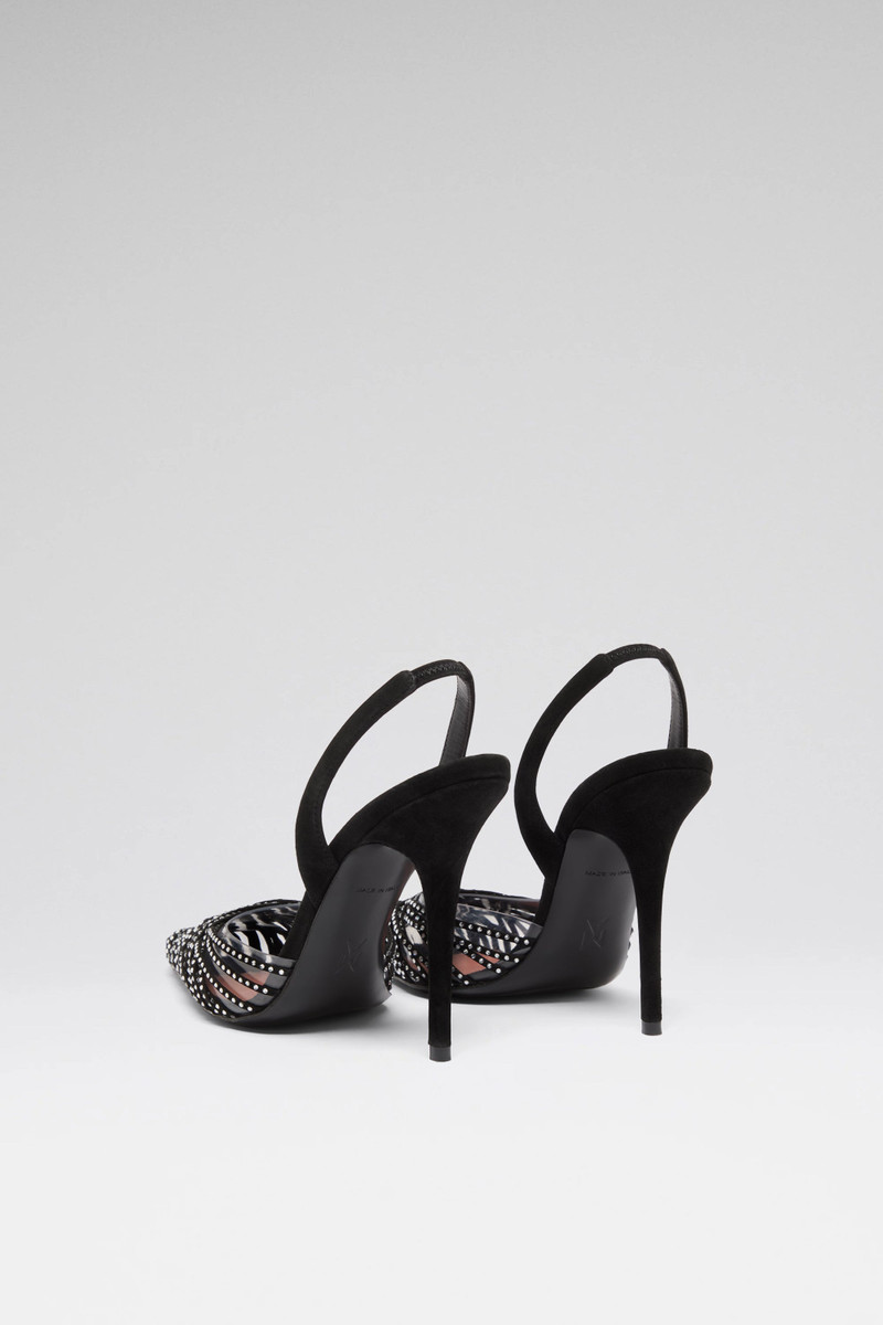 LORI CRYSTAL SLING 105 BLACK SUEDE AND WHITE CRYSTALS 5