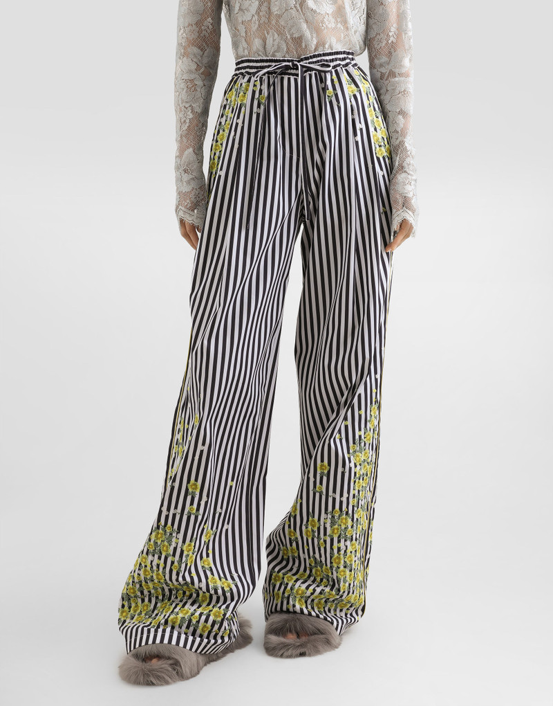 Poplin trousers with flower embroidery 4