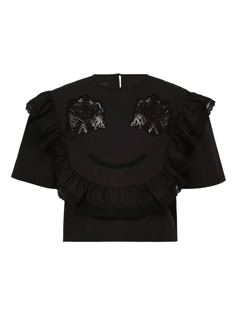 lace-embellished ruffle blouse 1