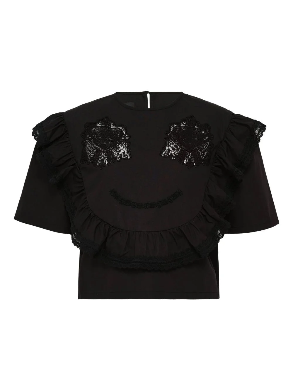 lace-embellished ruffle blouse - 1