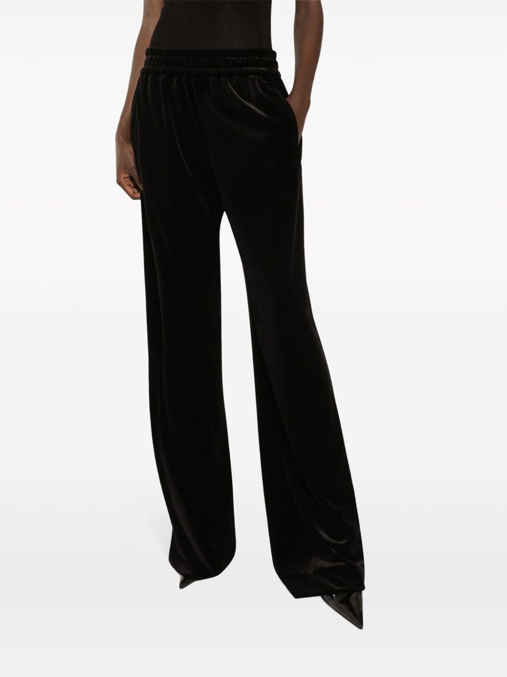 velvet elasticated trousers - 5