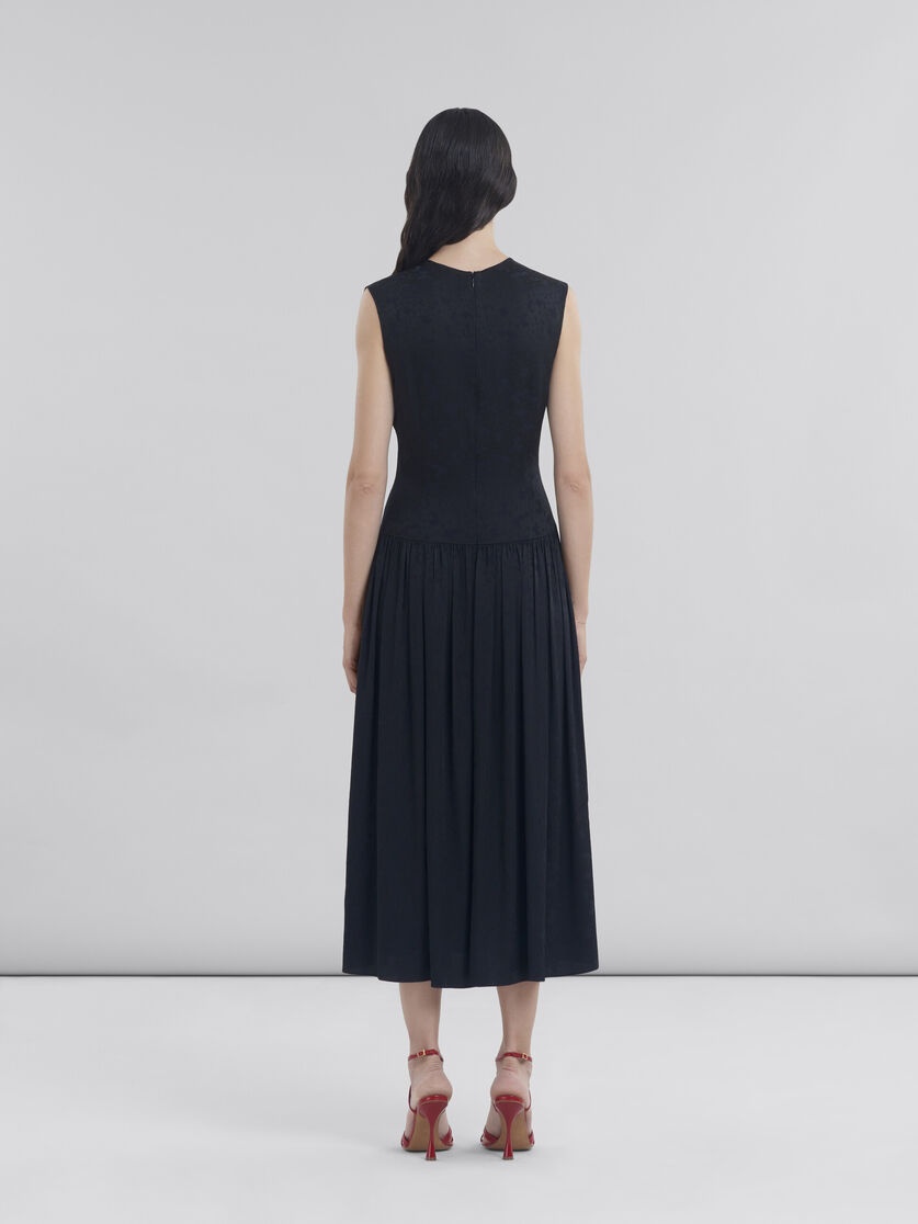 BLACK SILK JACQUARD MIDI DRESS - 3
