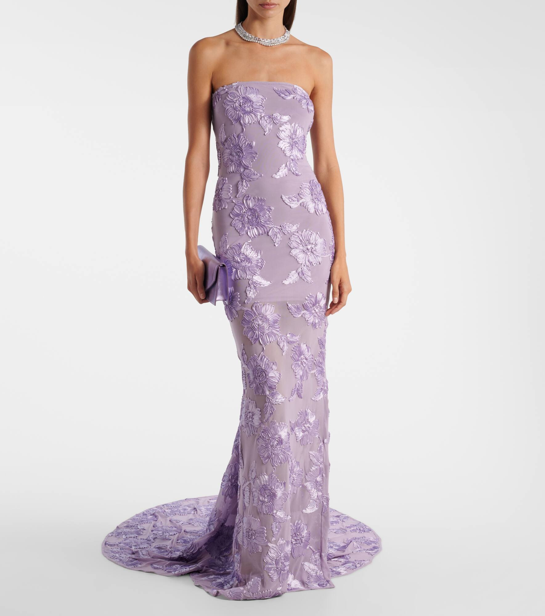 Floral-appliqué maxi dress - 2