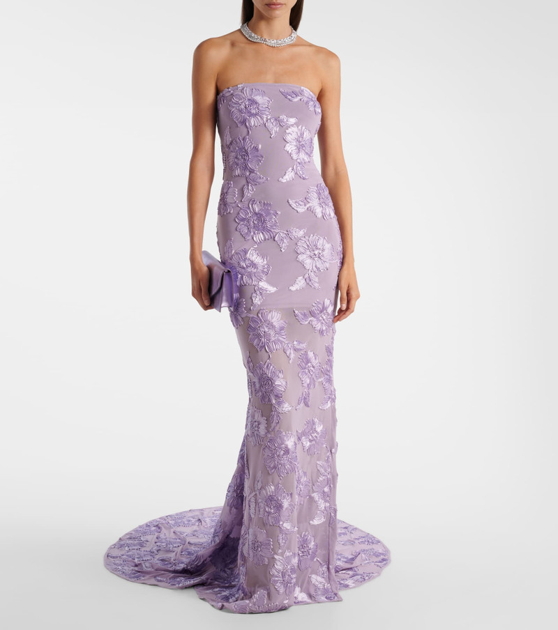 ROTATE Floral-appliqué maxi dress outlook