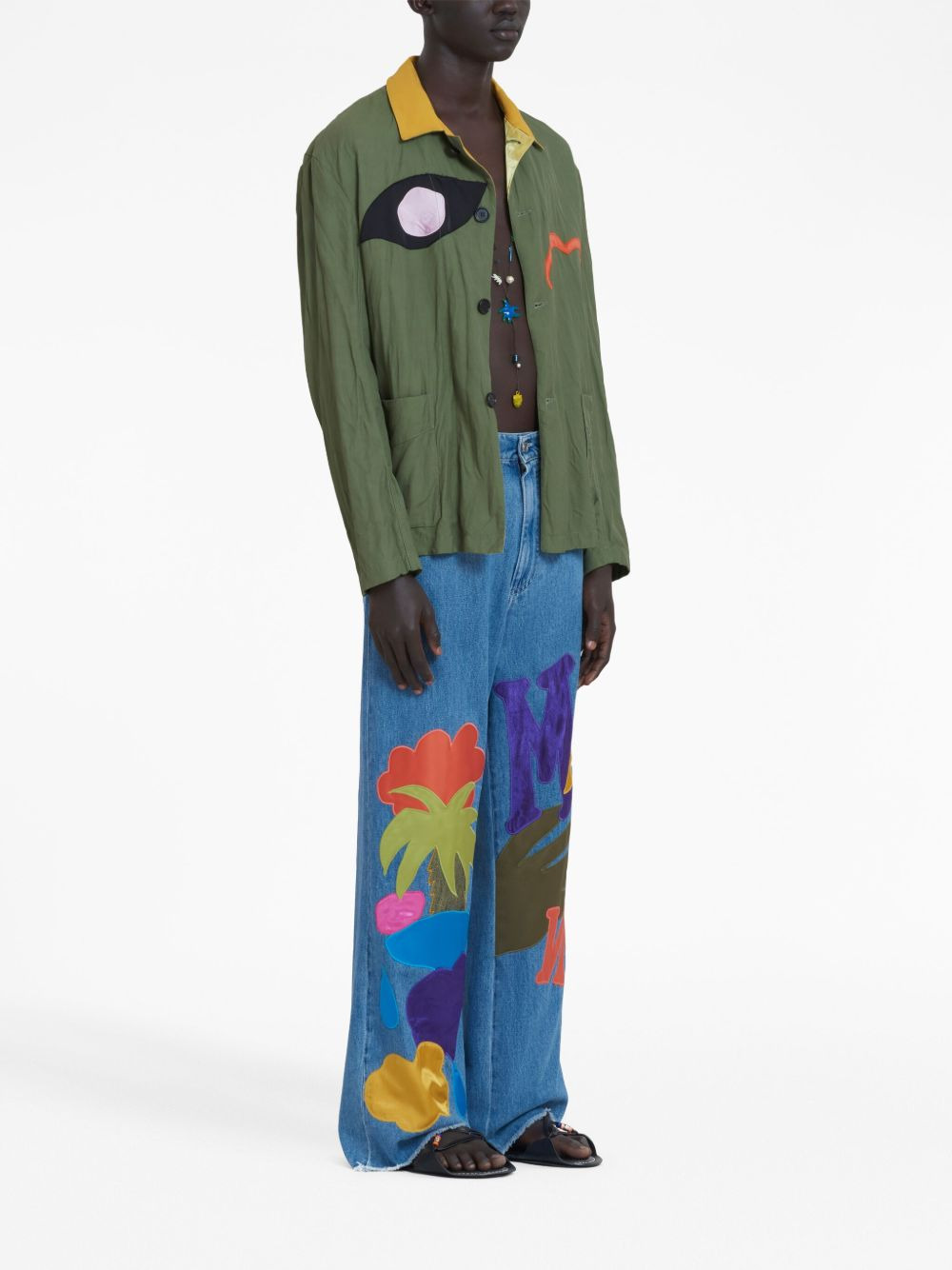 logo-patch shirt jacket - 3