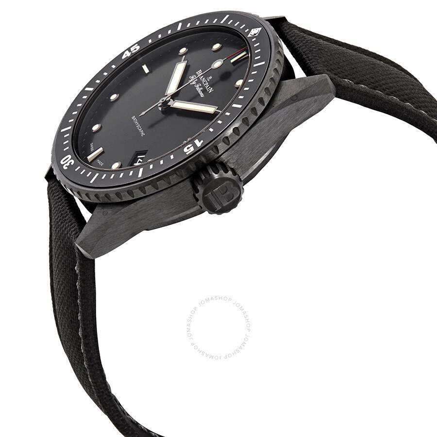 Blancpain Fifty Fathoms Bathyscaphe Automatic Black Dial Black Fabric Men's Watch 5000-0130-B52A - 2